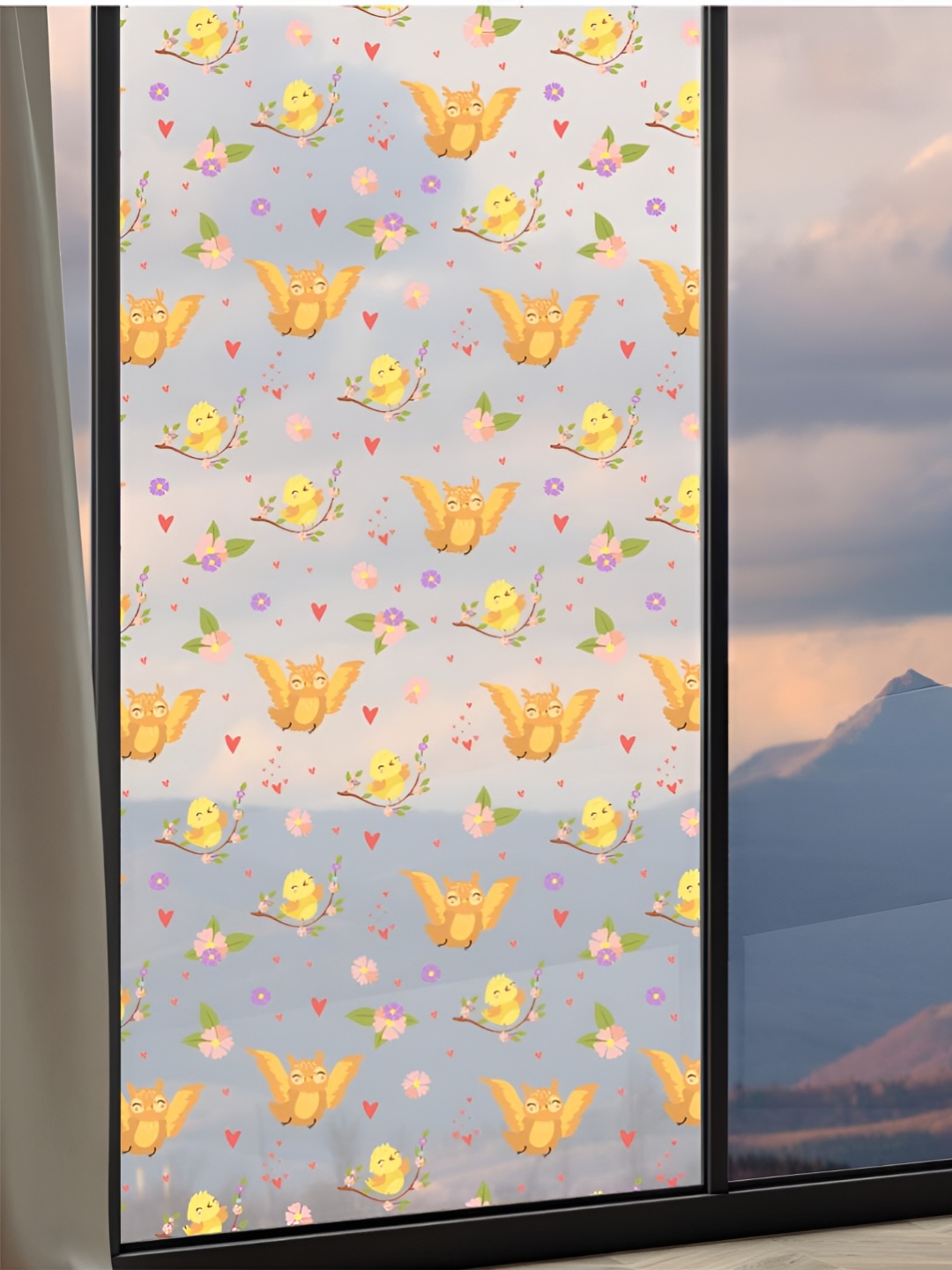 

CVANU Transparent & Yellow Printed Waterproof Window Film Sticker