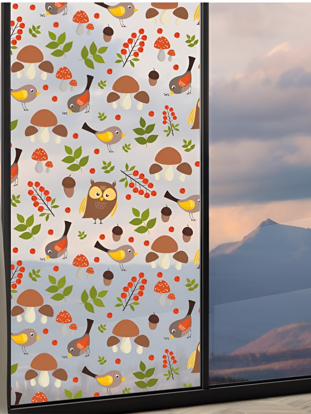 

CVANU Transparent & Brown Printed Self Adhesive Window Film Sticker