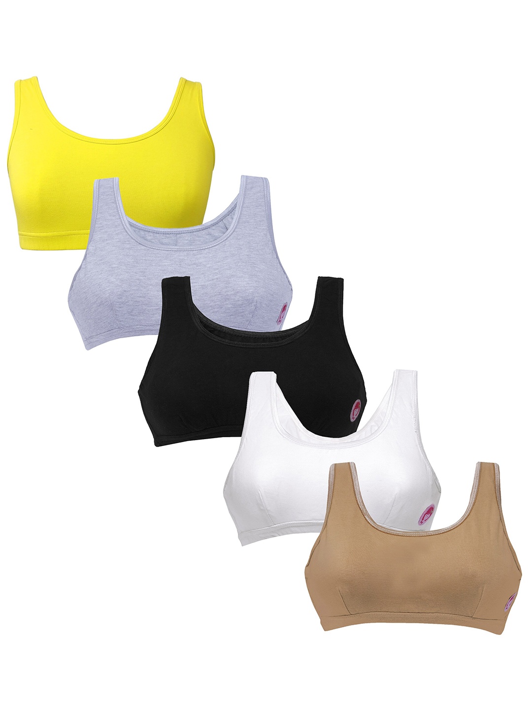 

DChica Girls Pack Of 5 Full Coverage Cotton Workout Bra With All Day Comfort, Green