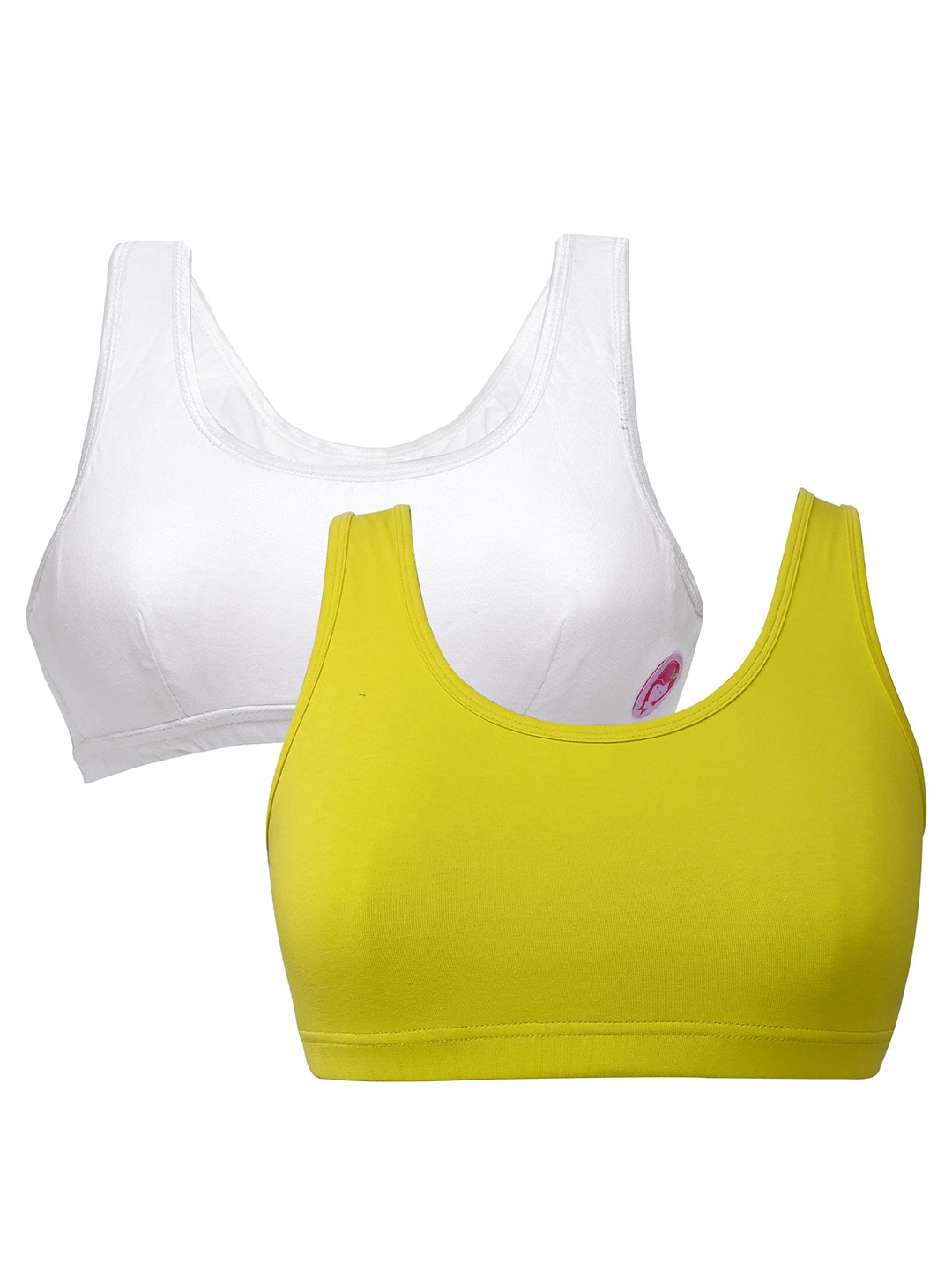 

DChica Girls Pack Of 2 Full Coverage Cotton Workout Bra With All Day Comfort, Beige