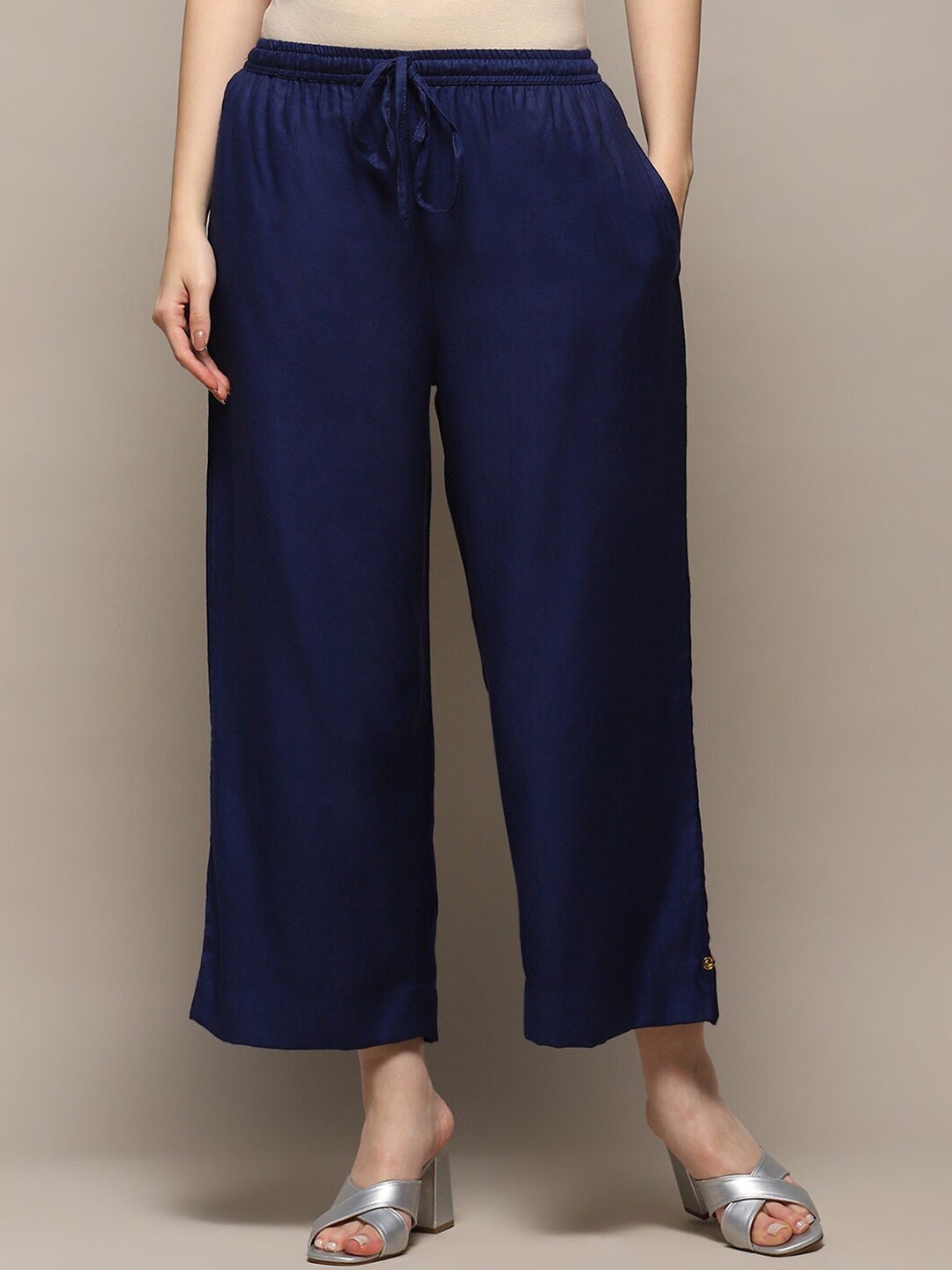 

Biba Women Flared Ethnic Palazzos, Blue