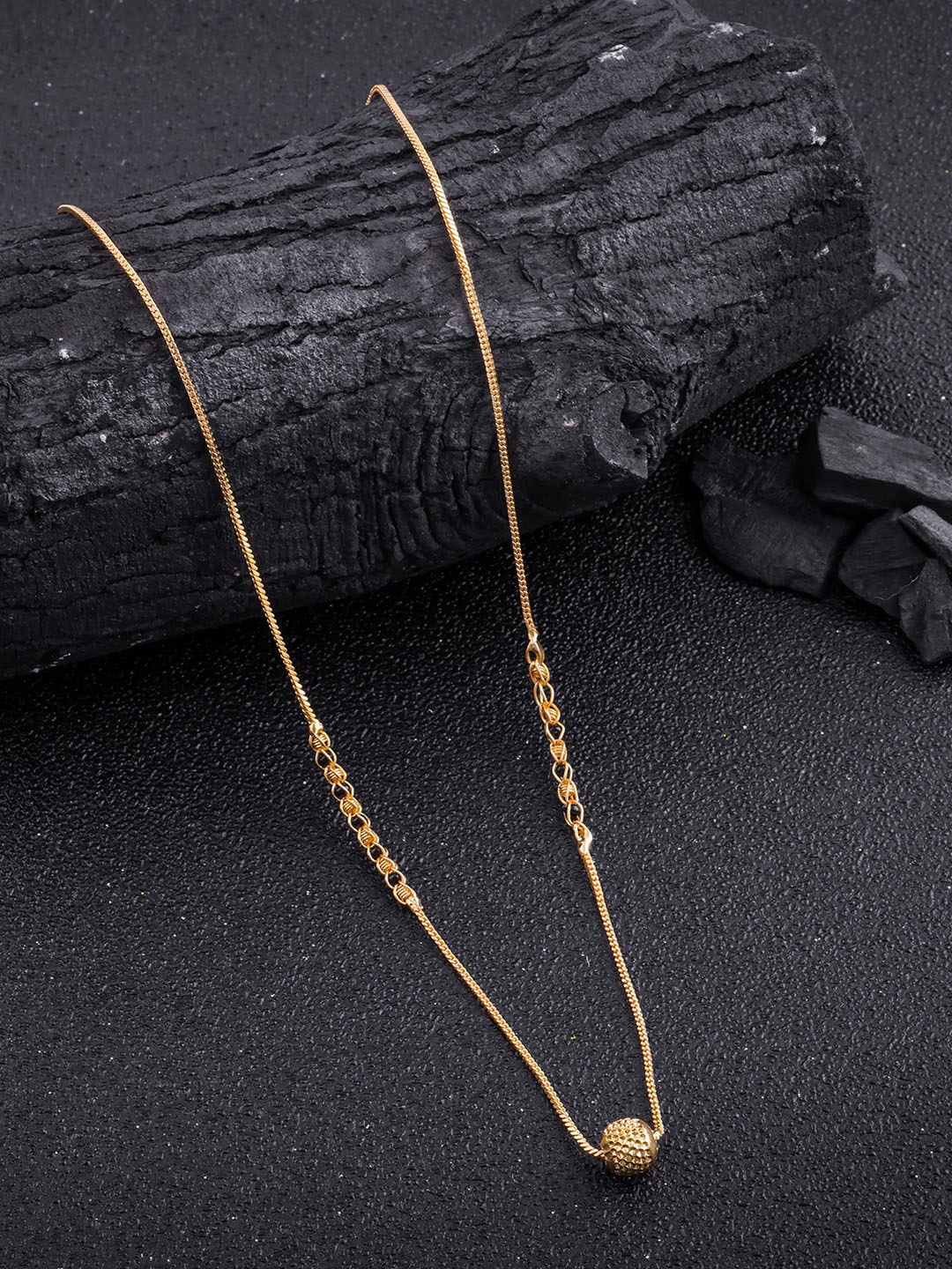 

Anouk Gold-Plated Stone-Studded & Beaded Mangalsutra