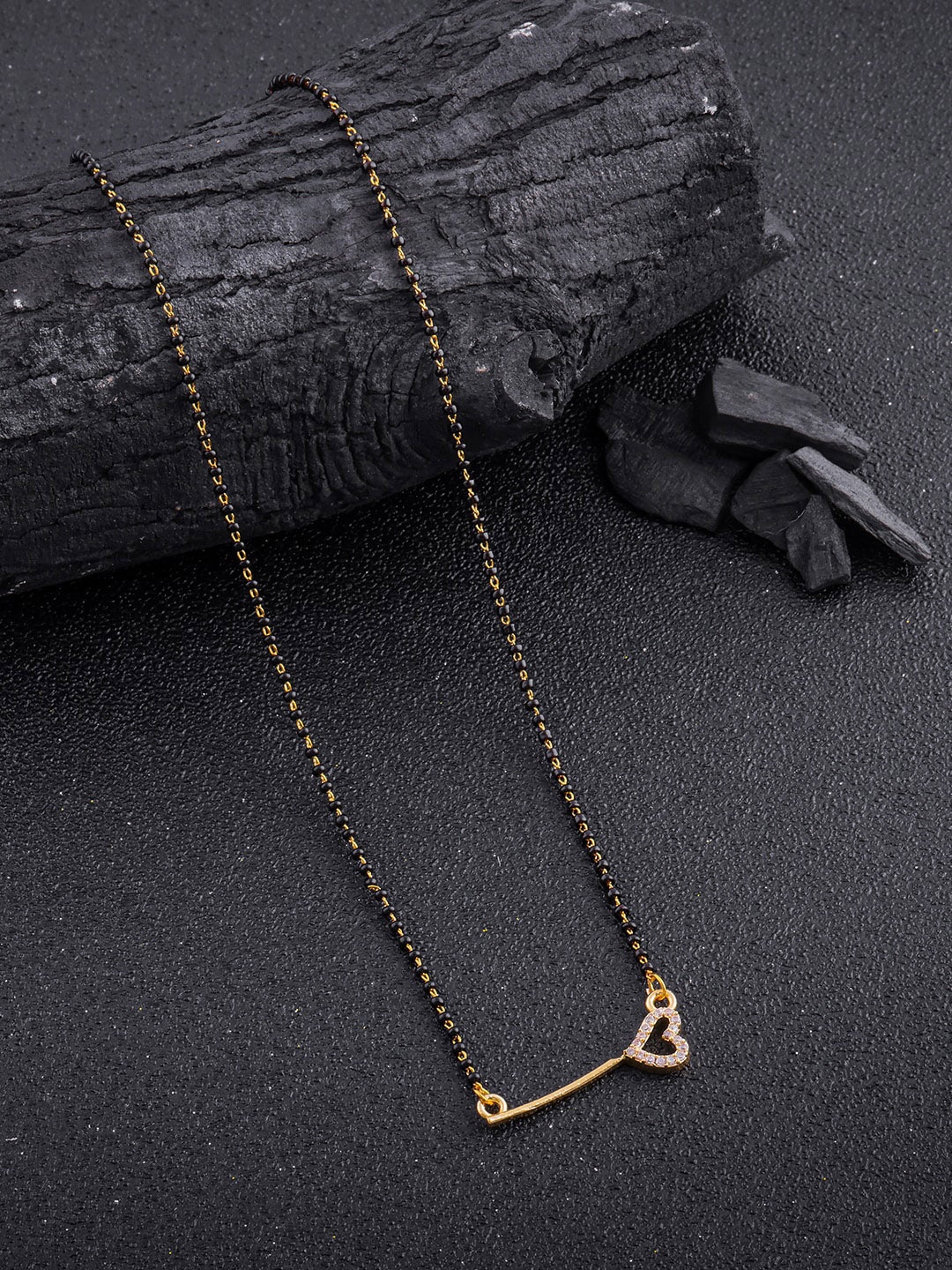 

Anouk Gold-Plated Stone-Studded & Beaded Mangalsutra