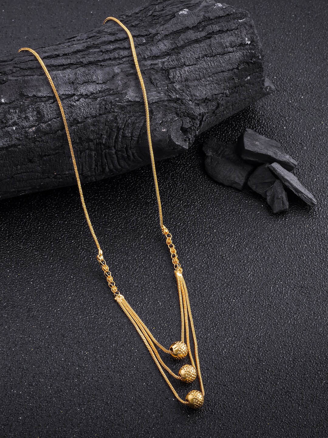 

Anouk Gold-Plated Stone-Studded & Beaded Mangalsutra