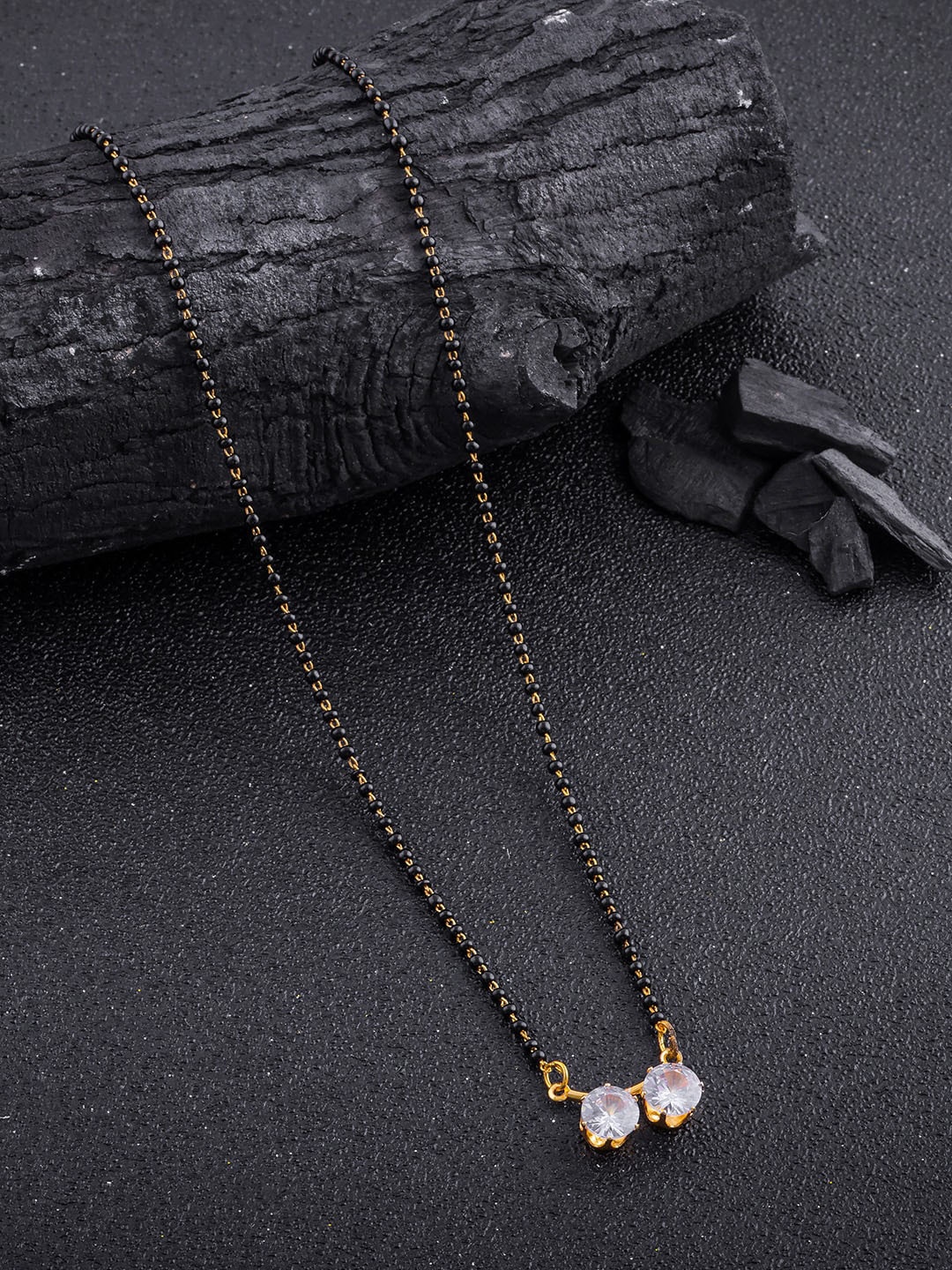

Anouk Gold-Plated Stone-Studded & Beaded Mangalsutra