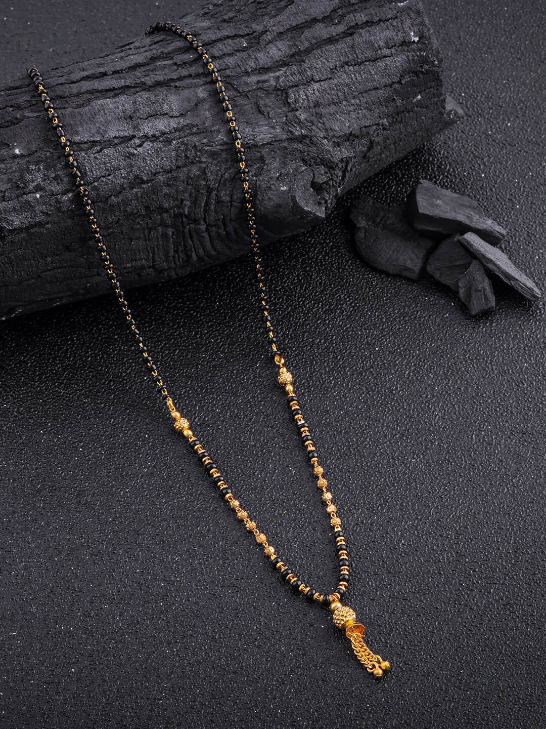 

Anouk Gold-Plated Stone-Studded & Beaded Mangalsutra