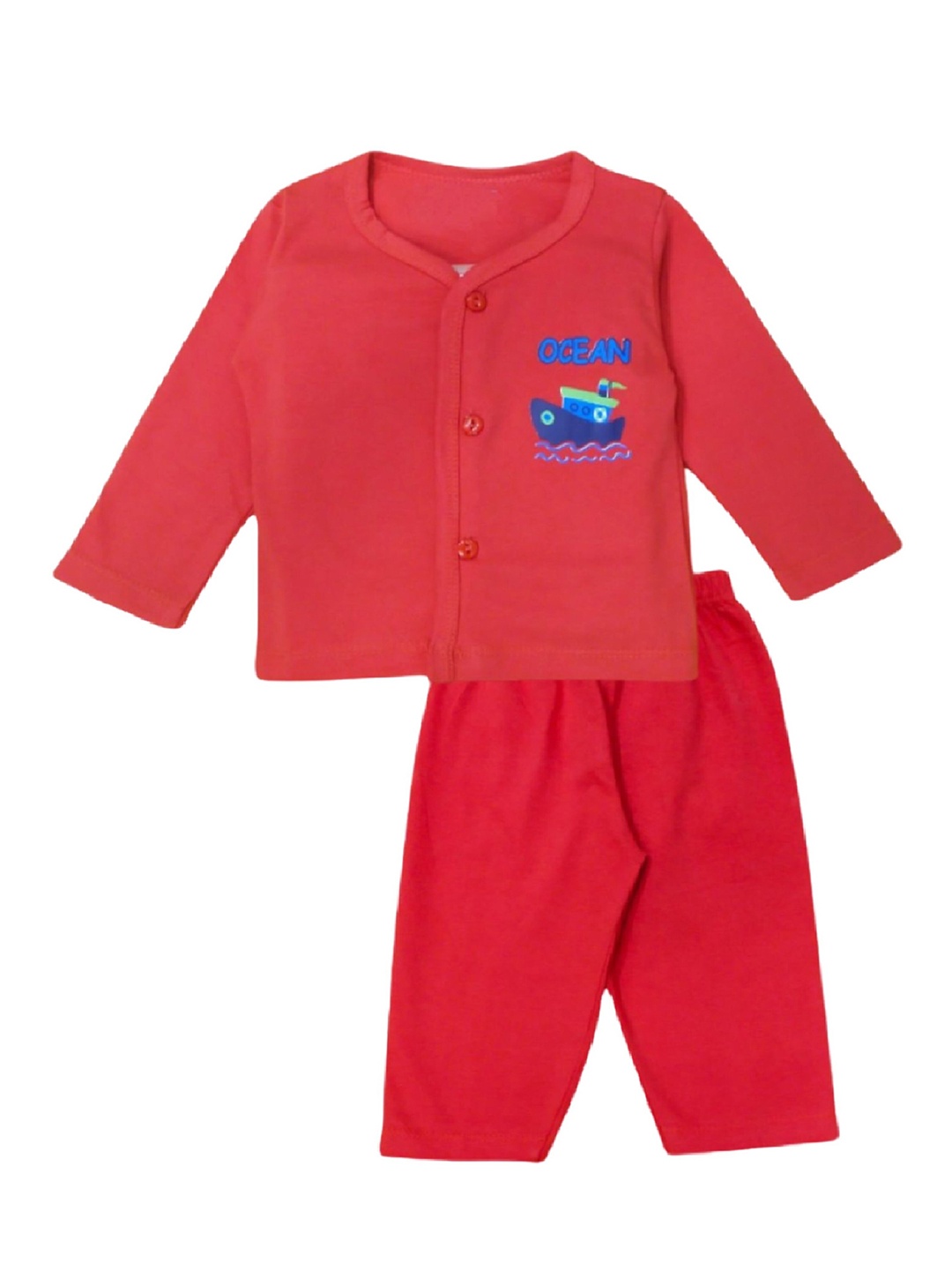 

BAESD Kids V-Neck Pure Cotton Shirt with Pyjamas, Red