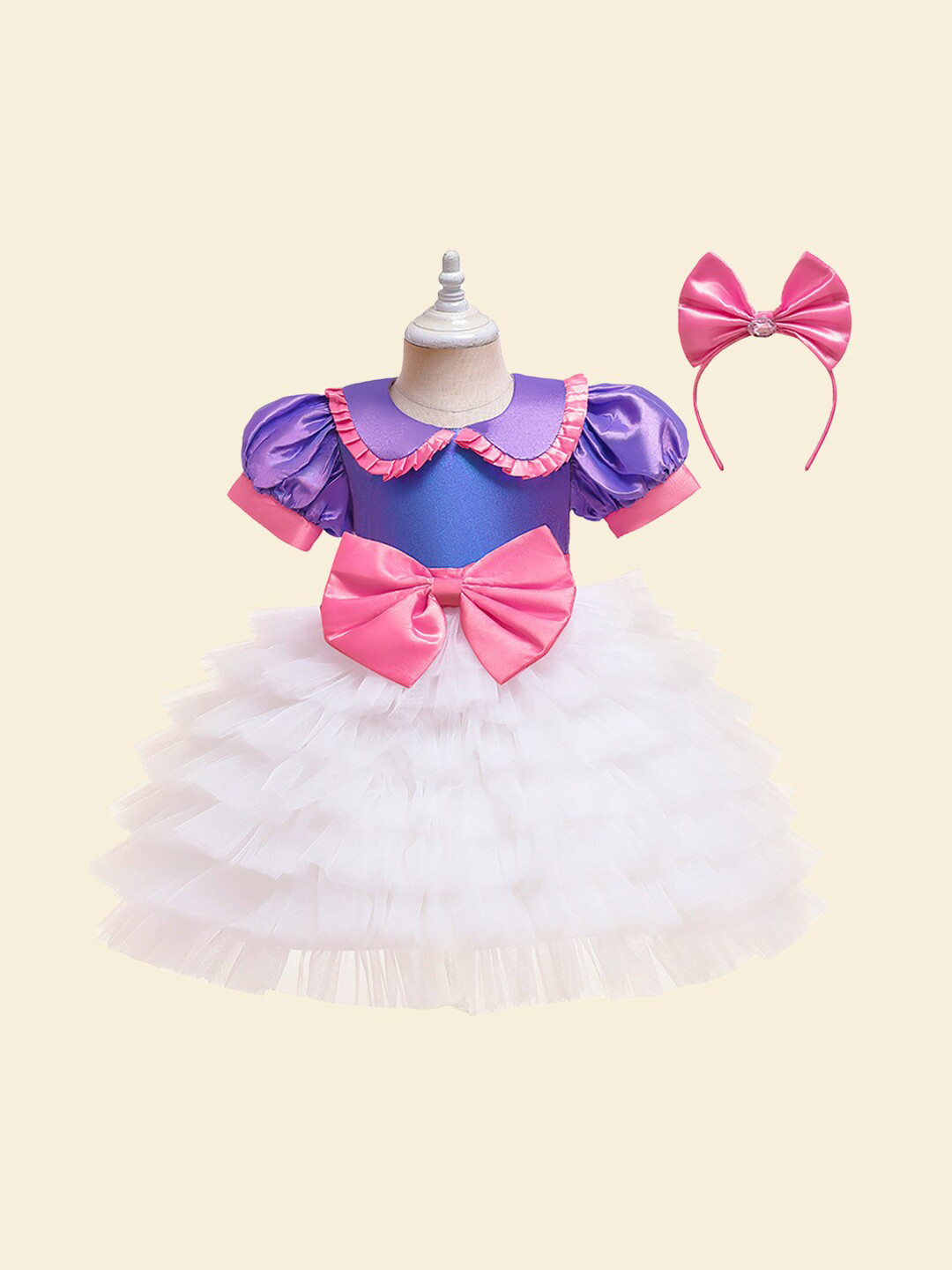 

INCLUD Purple Peter Pan Collar Net Fit & Flare Dress