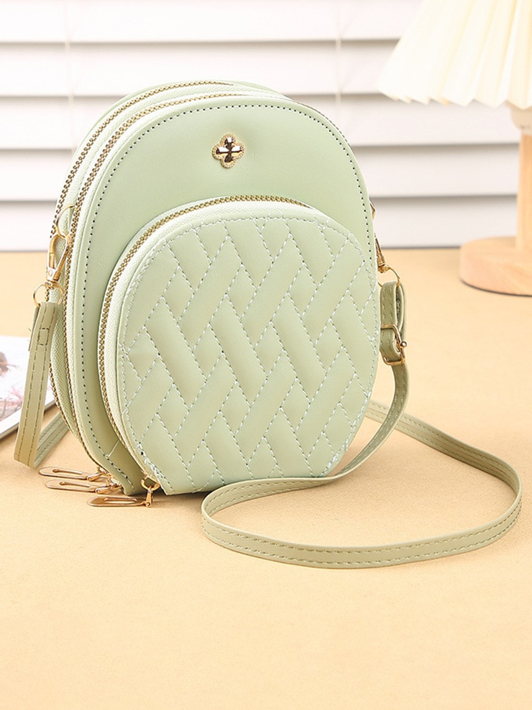 

Diva Dale Textured Structured Sling Bag, Green