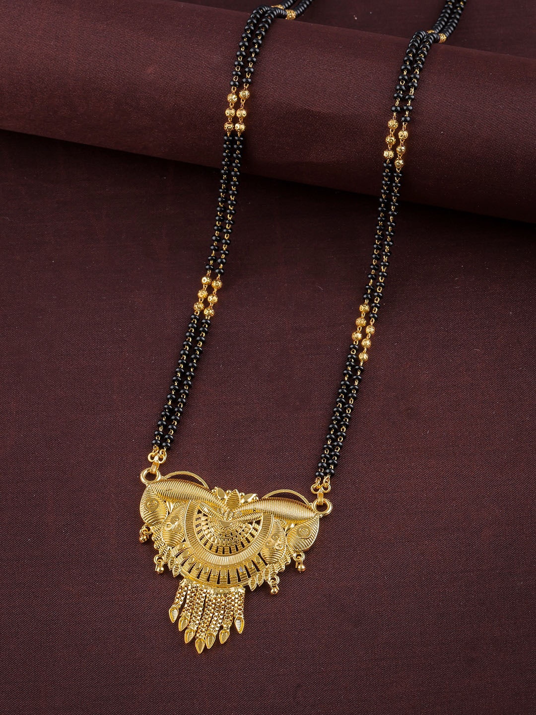 

Anouk Gold-Plated Stone-Studded & Beaded Mangalsutra