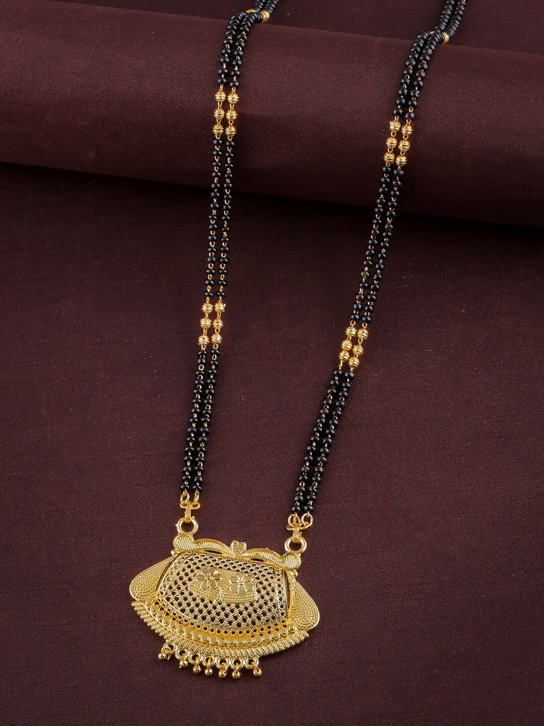 

Anouk Gold Plated Stone Studded & Beaded Mangalsutra