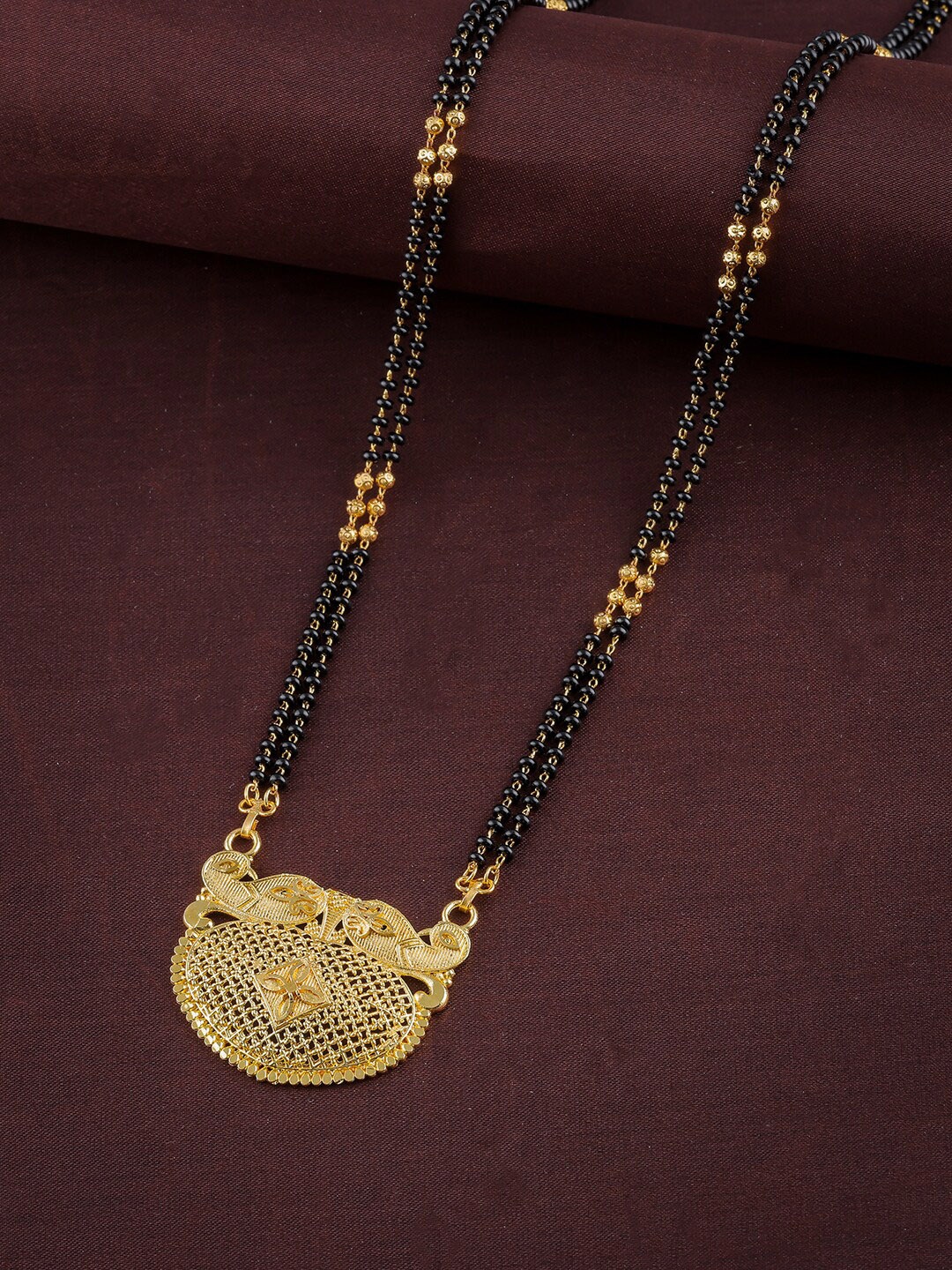 

Anouk Gold-Plated Stone-Studded & Beaded Mangalsutra