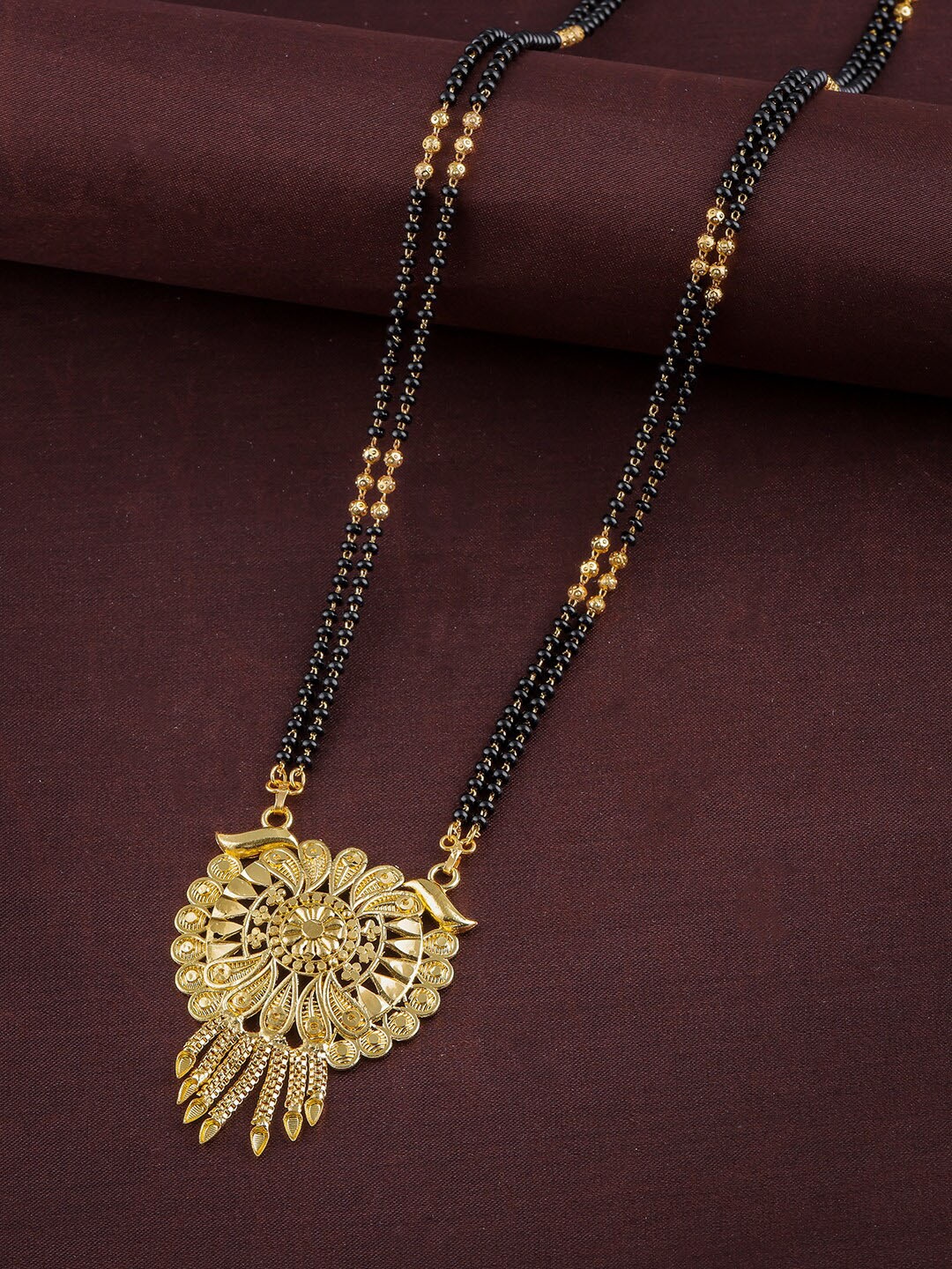 

Anouk Gold-Plated Stone-Studded & Beaded Mangalsutra