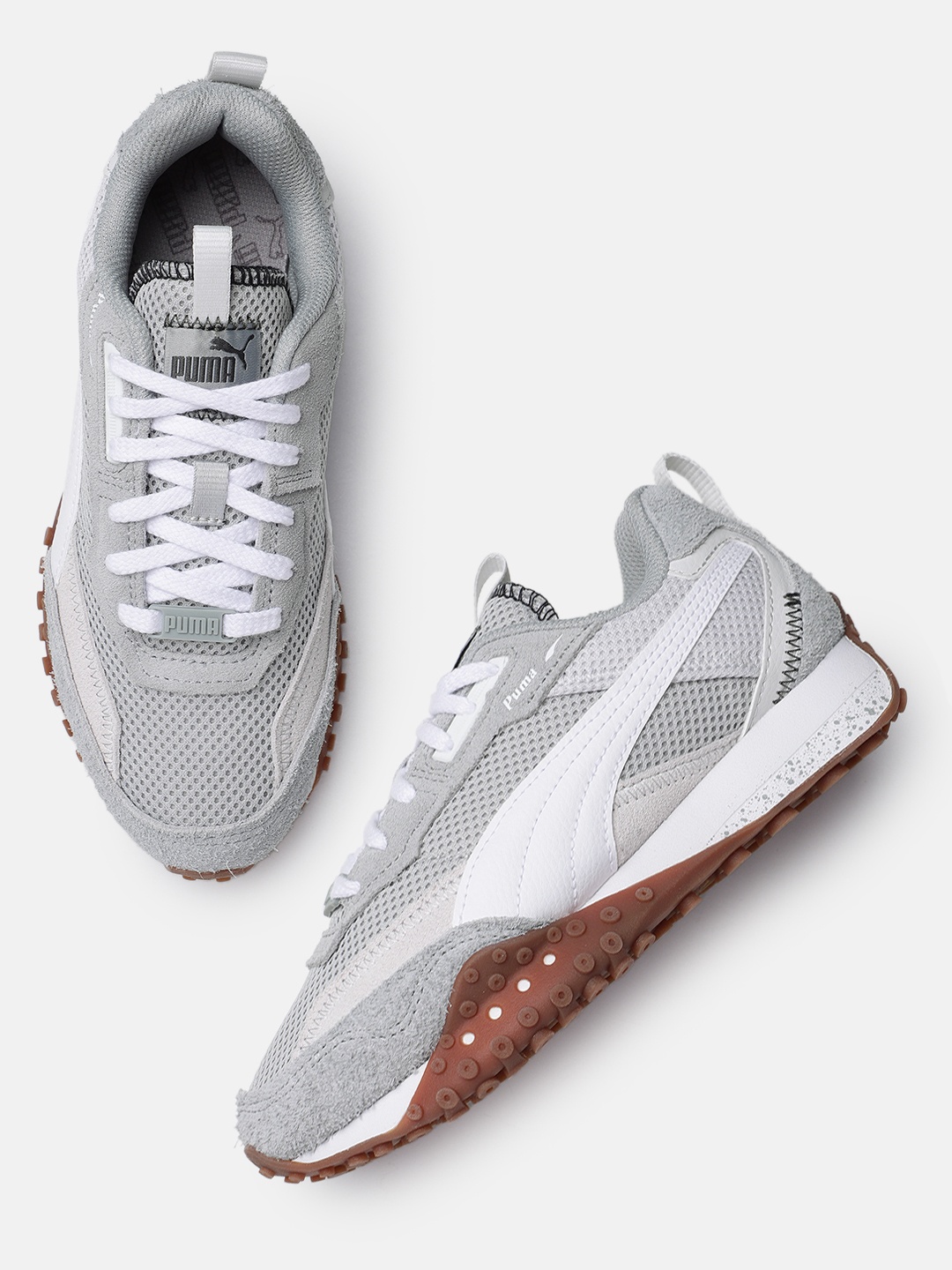 

Puma Unisex Textured Blktop Rider Preppy Sneakers, Grey
