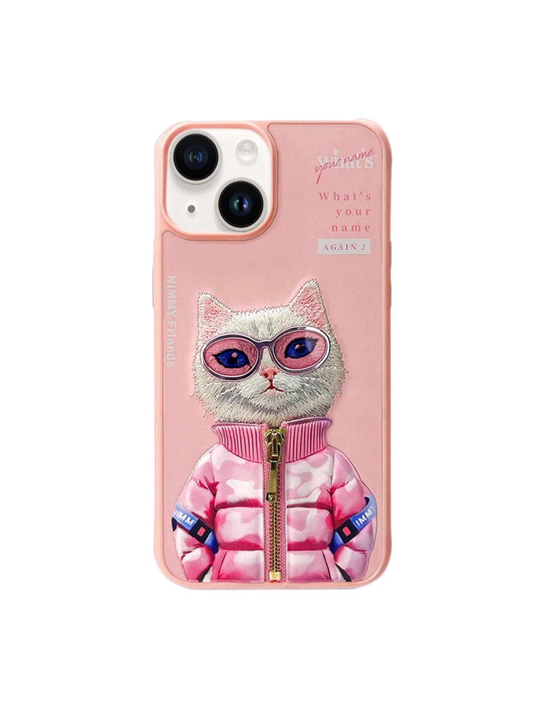 

TREEMODA Embroidered iPhone 15 Leather Mobile Back Case, Pink