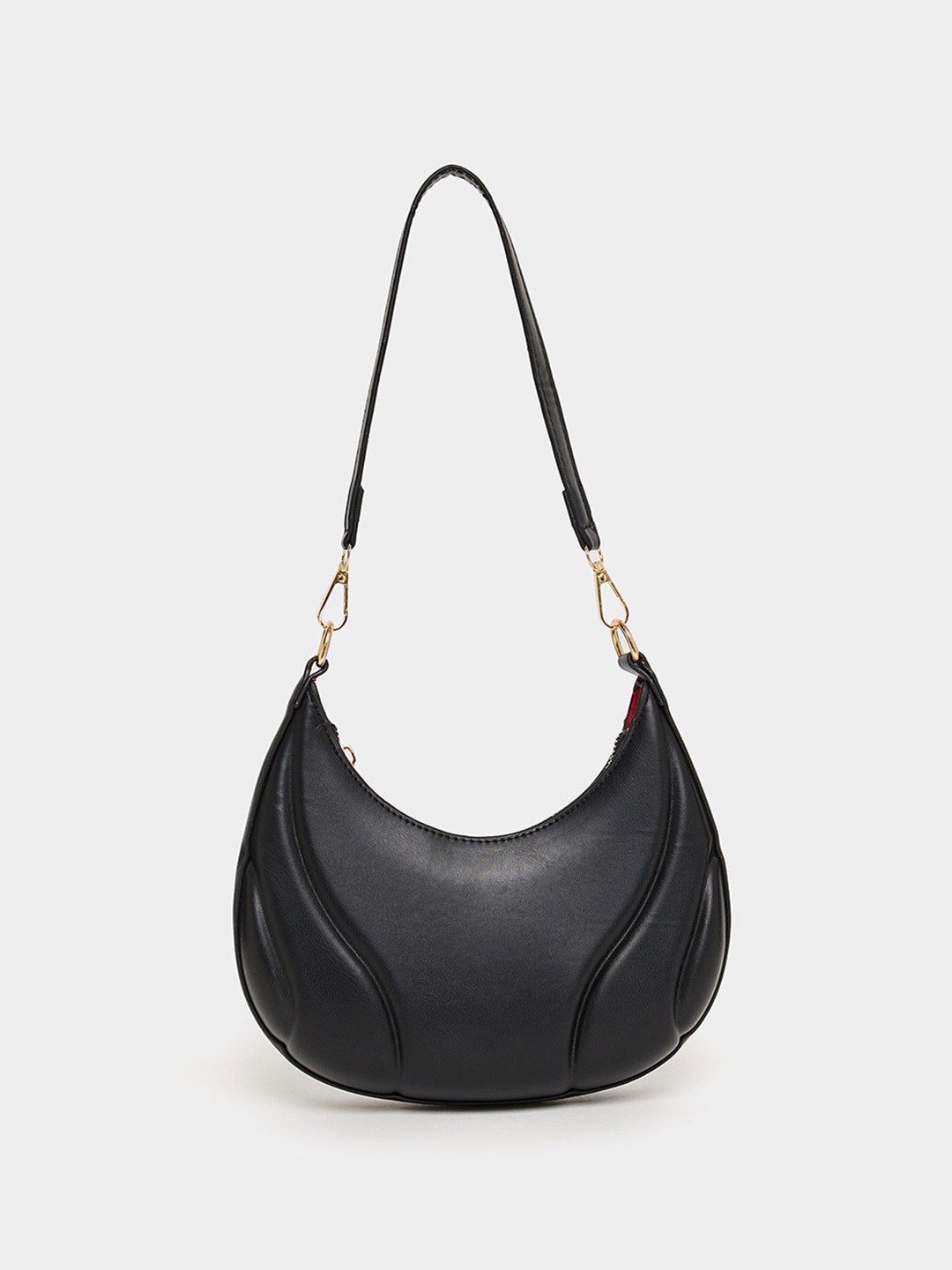 

Styli Black Quilted Half Moon Hobo Handbag