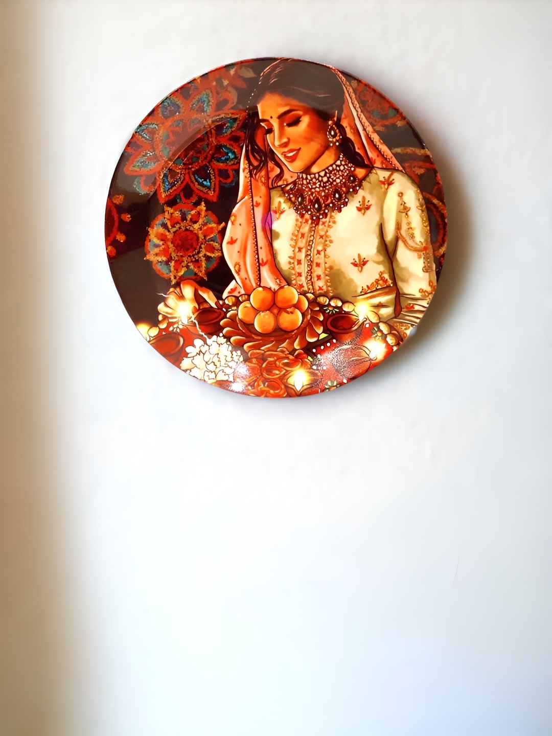 

The Artage Brown & Beige Woman Ceramic Wall Plate