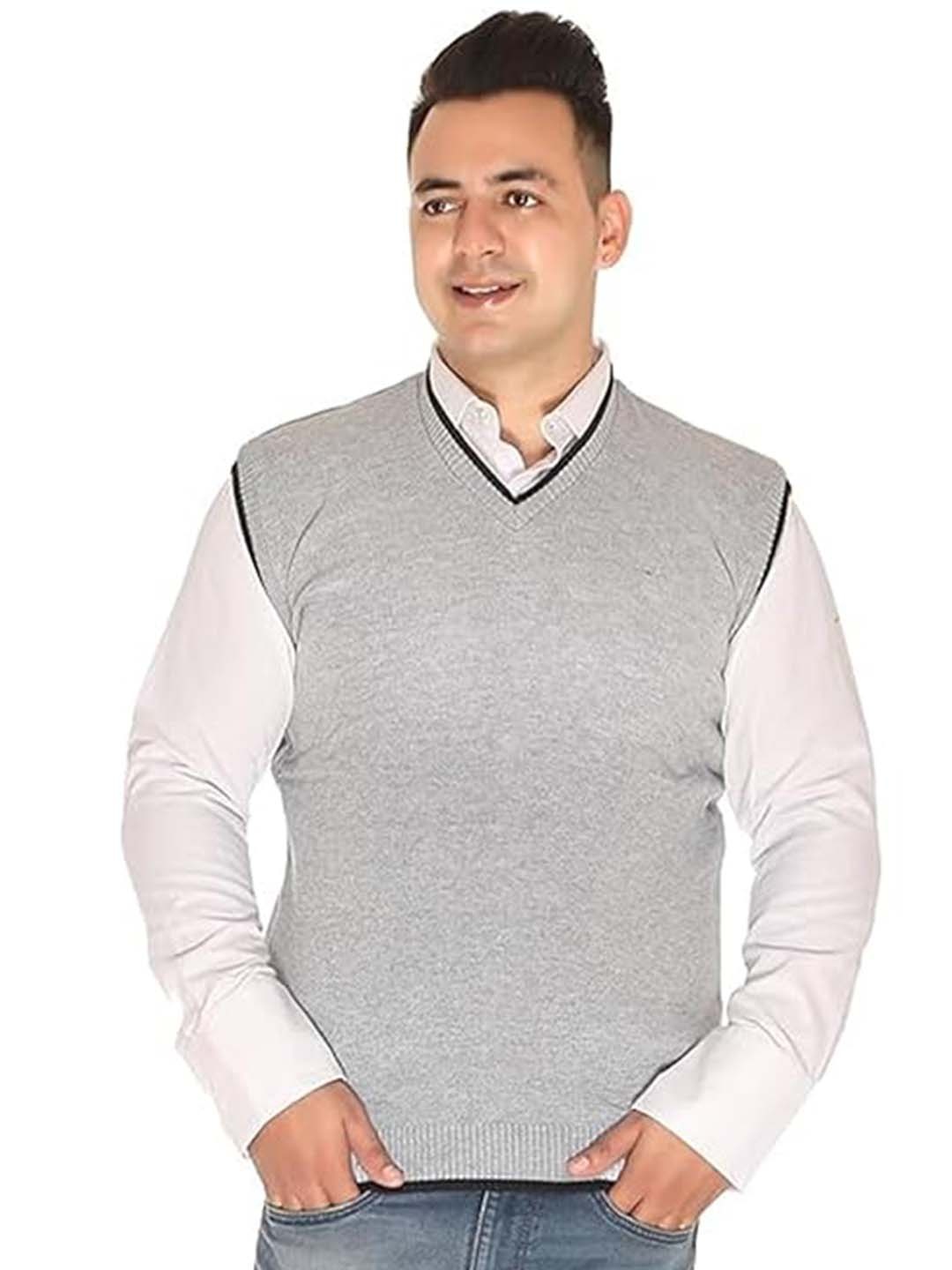 

GAINELL V-Neck Woolen Sweater Vest, Grey