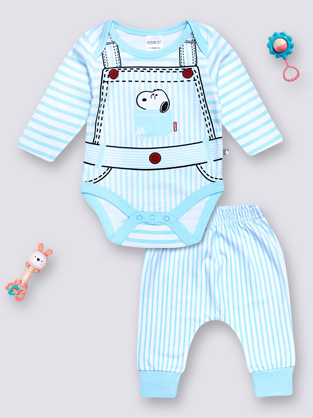 

Moms Love Kids Striped T-shirt with Trousers, Blue