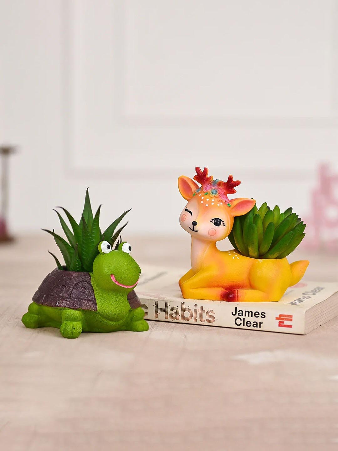 

DecorTwist Set Of 2 Resin Succulent Planter, Green
