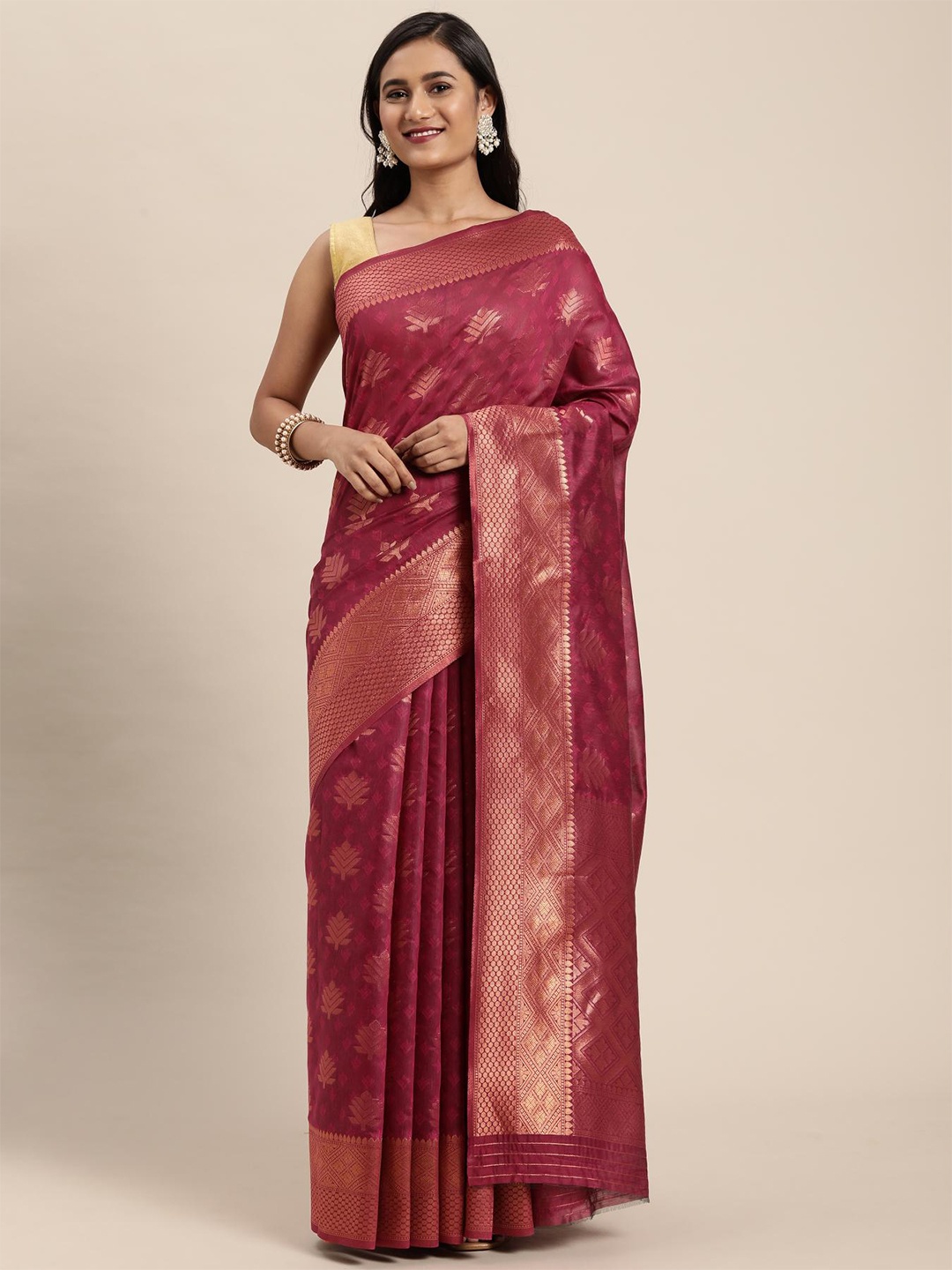 

Dori Ethnic Motifs Woven Design Art Silk Banarasi Saree, Pink