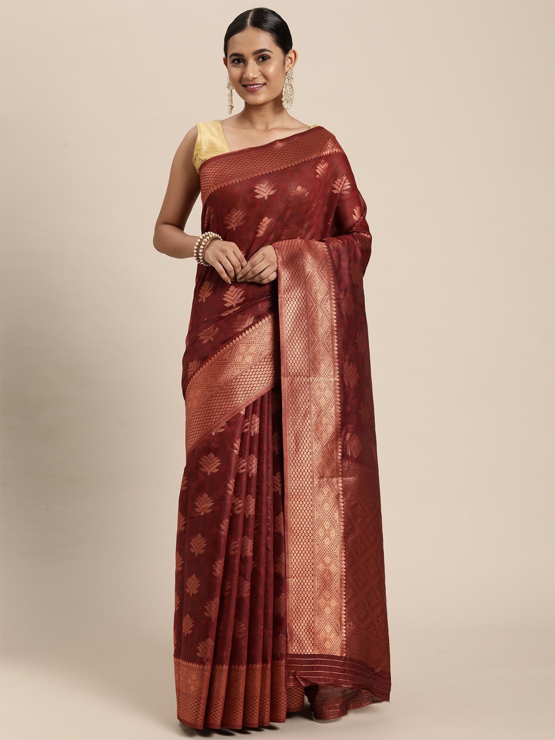 

Dori Ethnic Motifs Woven Design Art Silk Banarasi Saree, Maroon