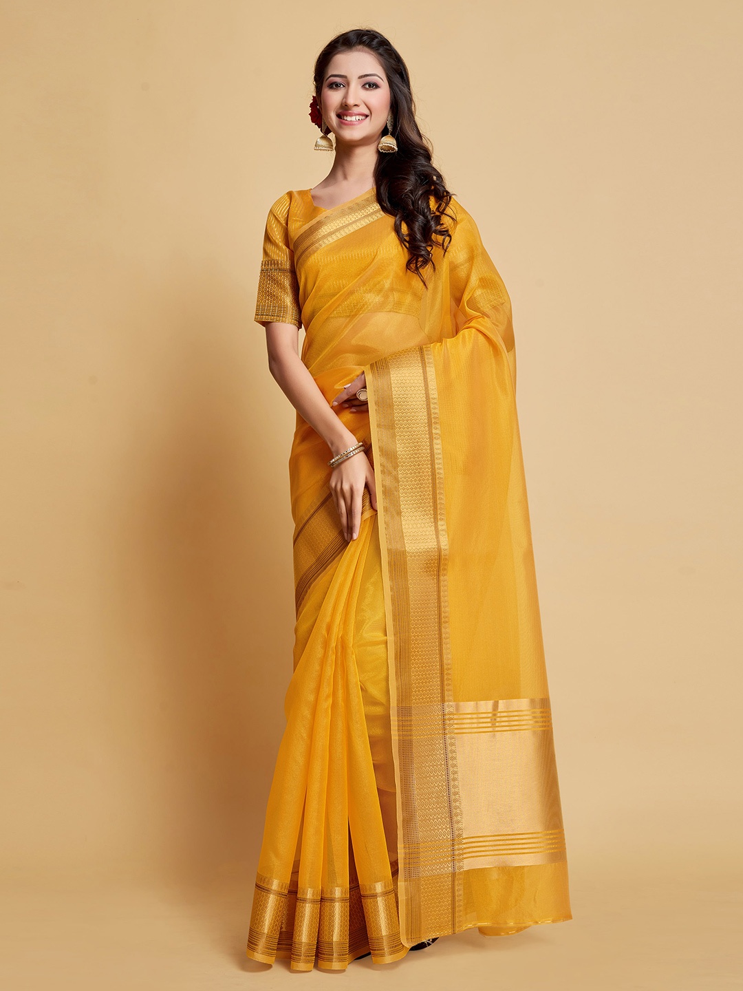 

Dori Woven Design Organza Saree, Yellow