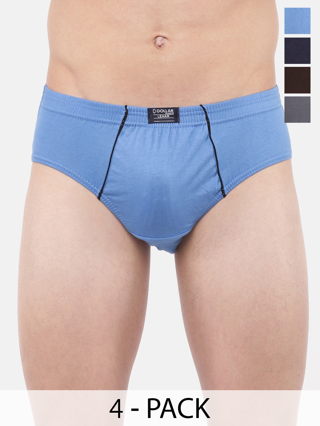 Dollar Lehar Men Assorted Pack Of 4 Super Combed Cotton Basic Briefs MLHBR-01-PO4