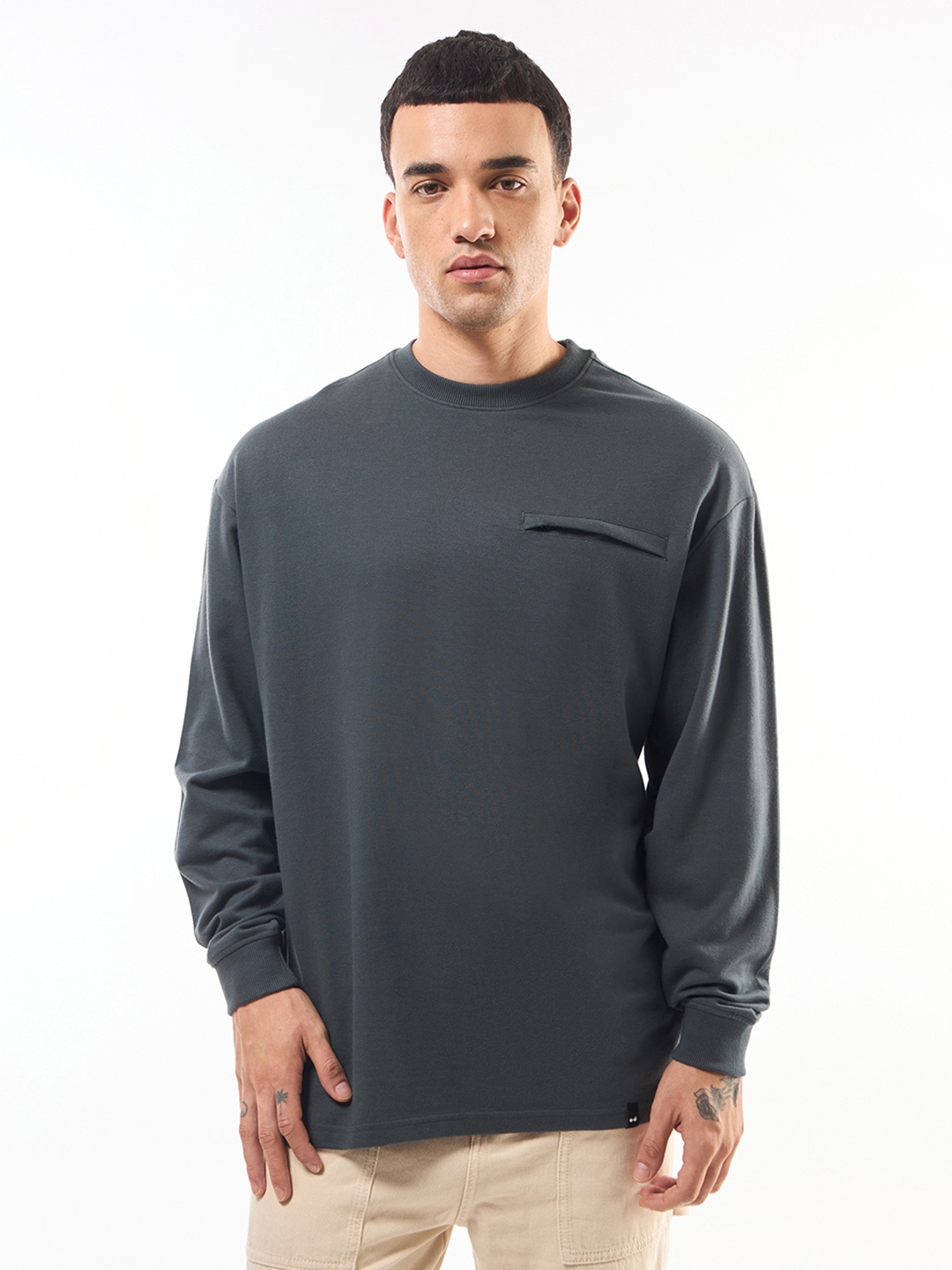 

Bewakoof Heavy Duty 1.0 Men Grey Super Loose Fit T-shirt