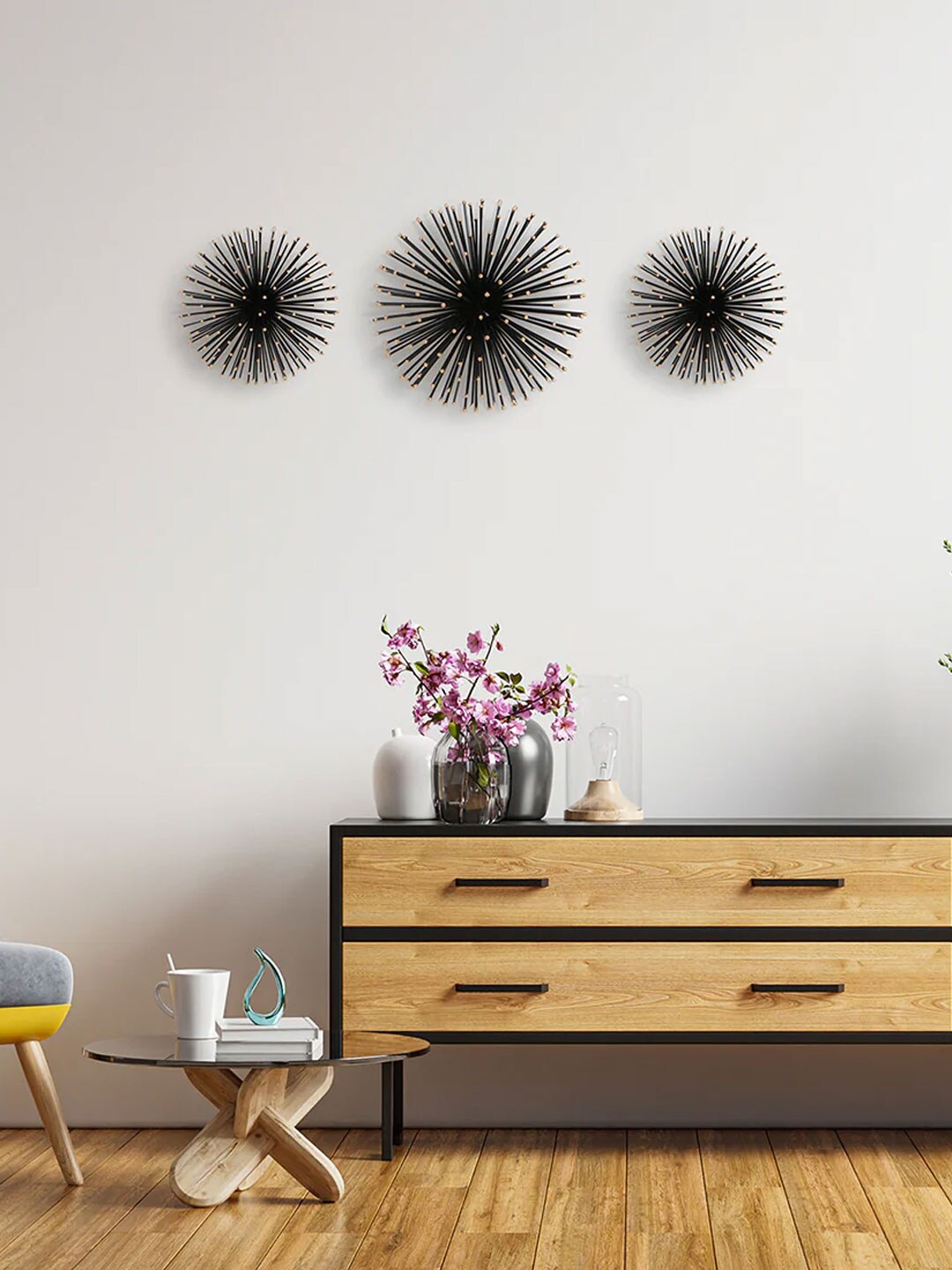 

DecorTwist 3 Pieces Black Metal Wall Hanging
