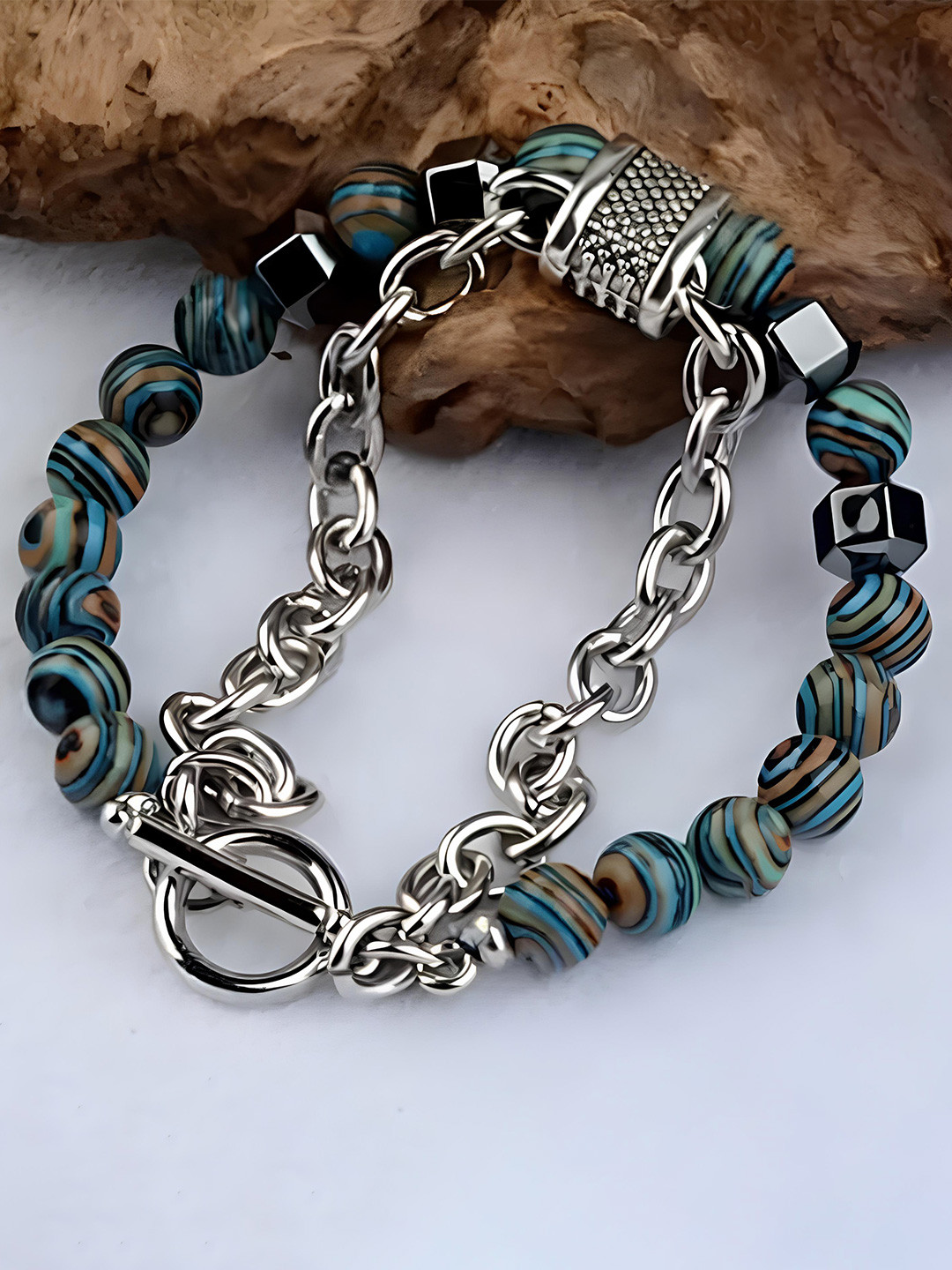 

KARISHMA KREATIONS Unisex Beaded Multistrand Bracelet, Silver