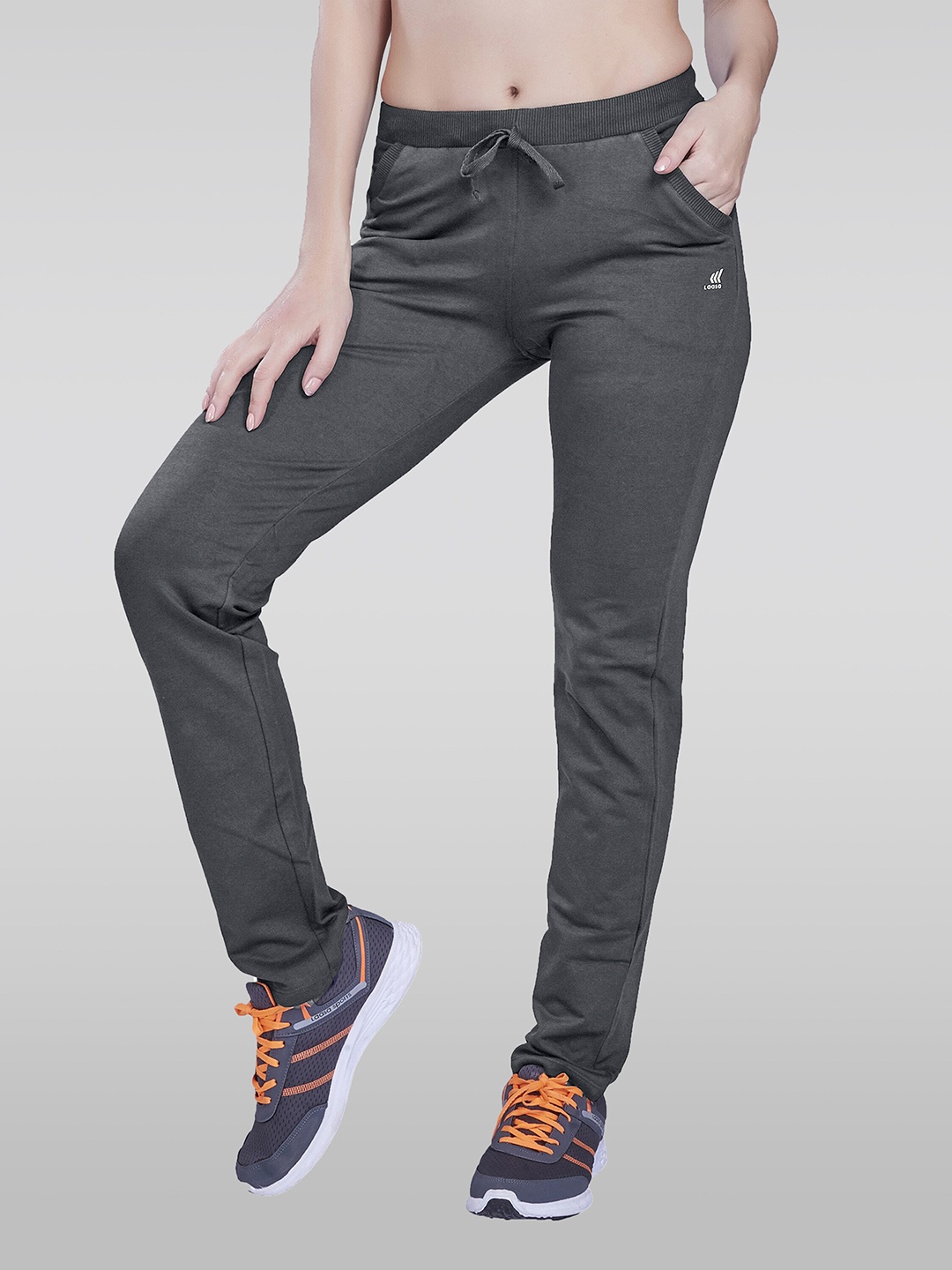 

LAASA SPORTS Women Dry-Fit Cotton Track Pants, Grey