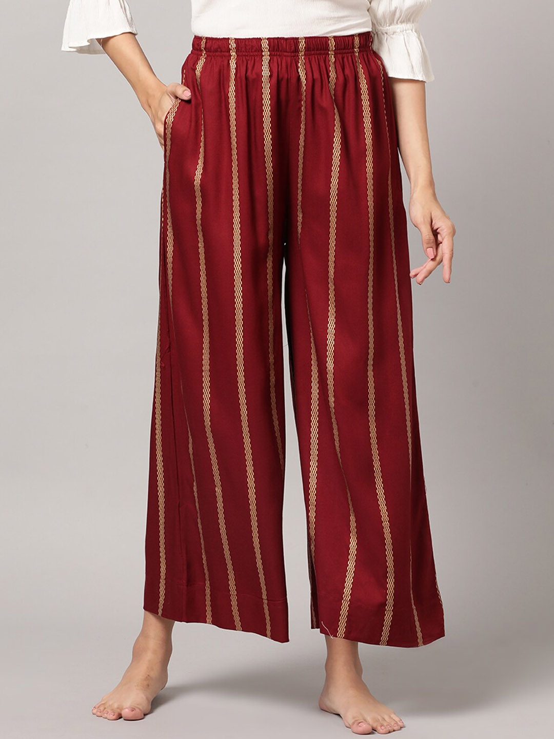 

Kryptic Women Striped Lounge Pants, Maroon