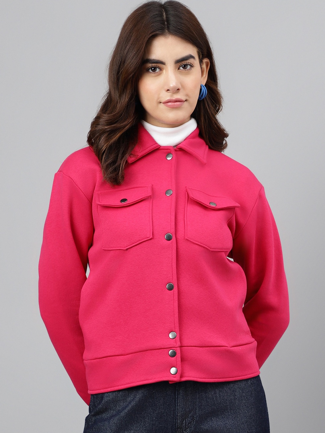 

Xpose Spread Collar Fleece Tailored Jacket, Fuchsia