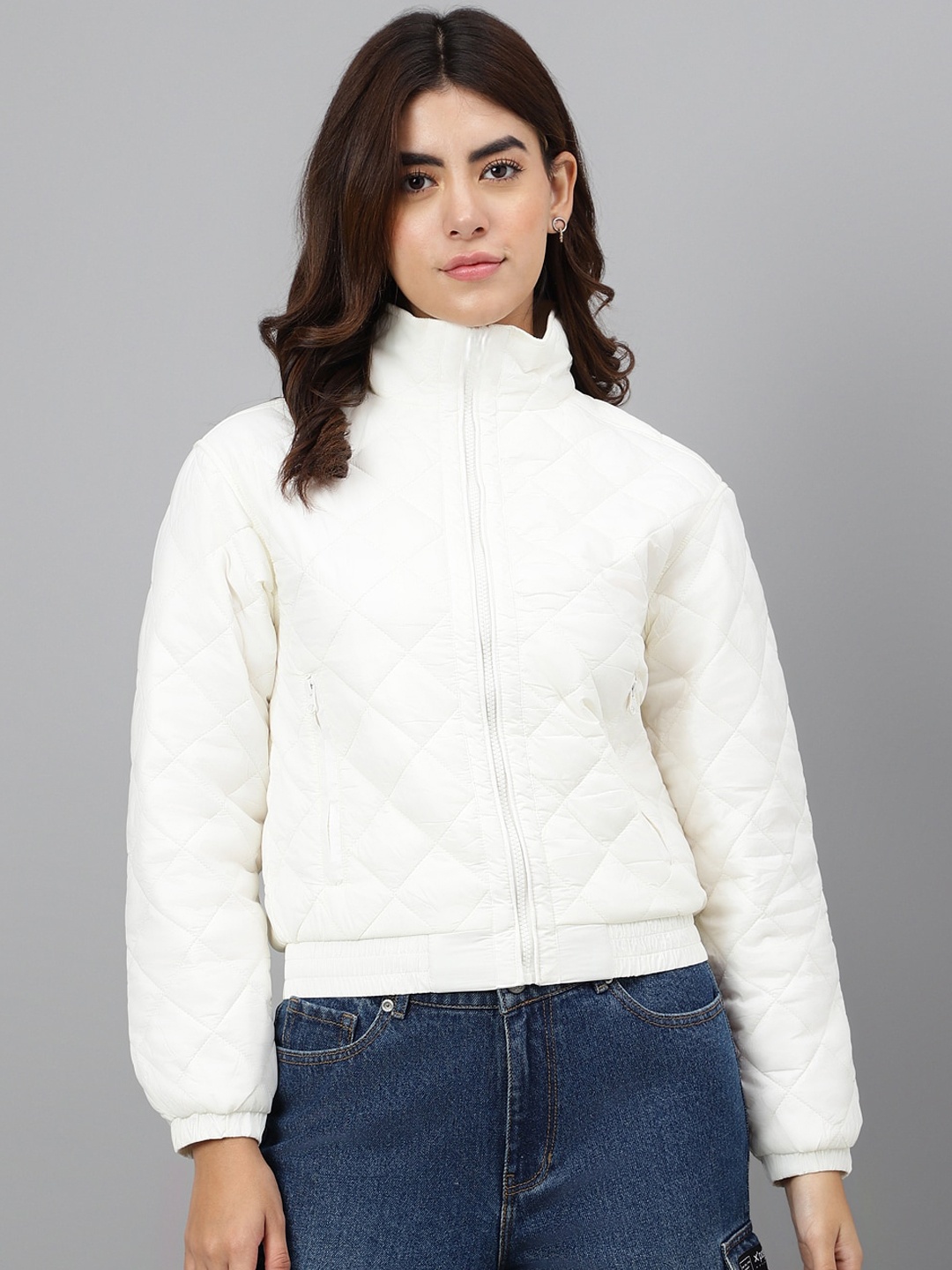 

Xpose Mock Collar Quilted Jacket, White
