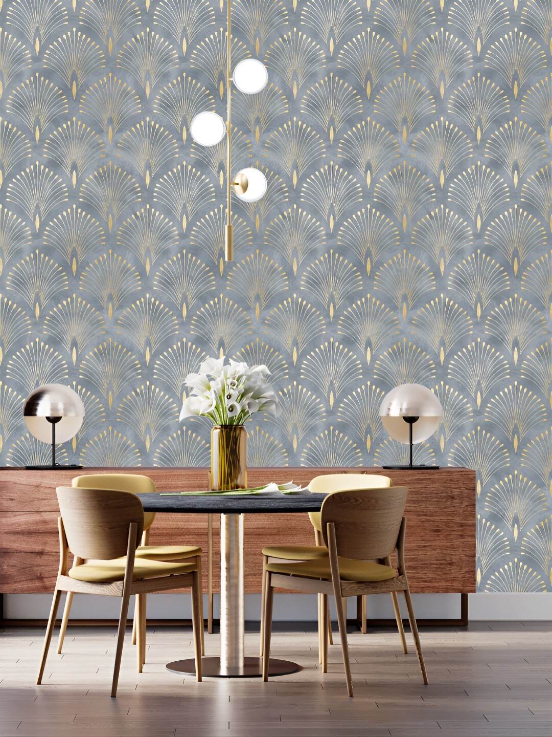 

DWELLSINDIA Grey & Yellow Printed Self Adhesive Waterproof Laminated Wallpaper