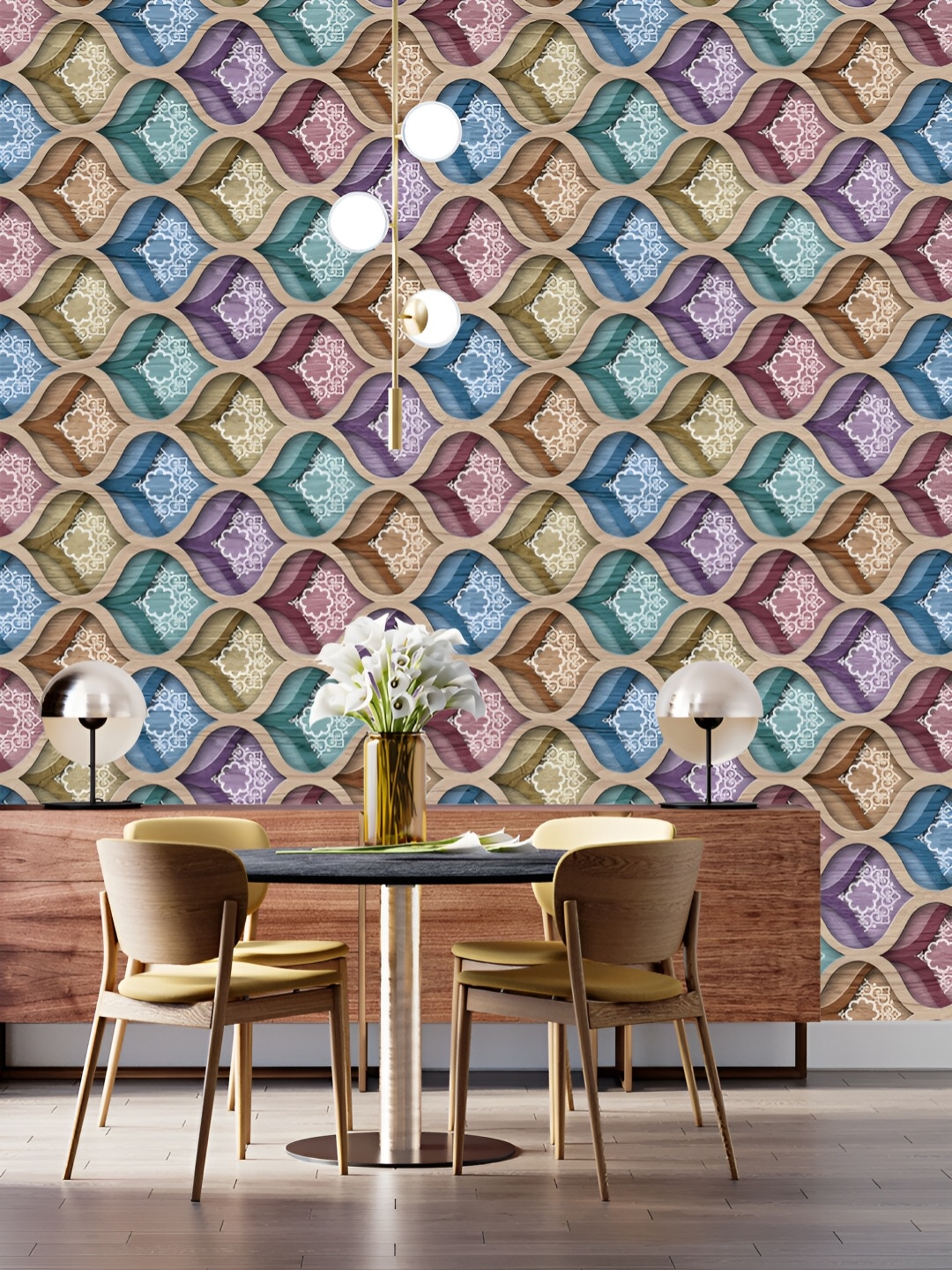 

DWELLSINDIA Blue & Beige Wave Printed Self Adhesive Waterproof Laminated Wallpaper