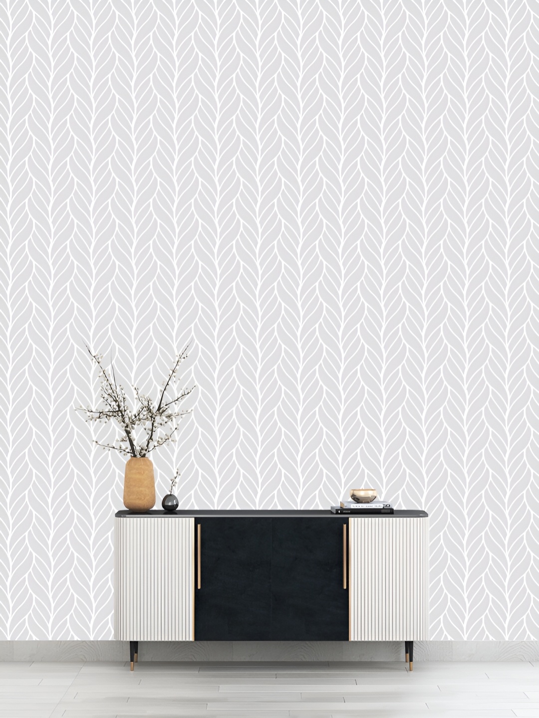 

DWELLSINDIA Grey & White Printed Self Adhesive Waterproof Laminated Wallpaper