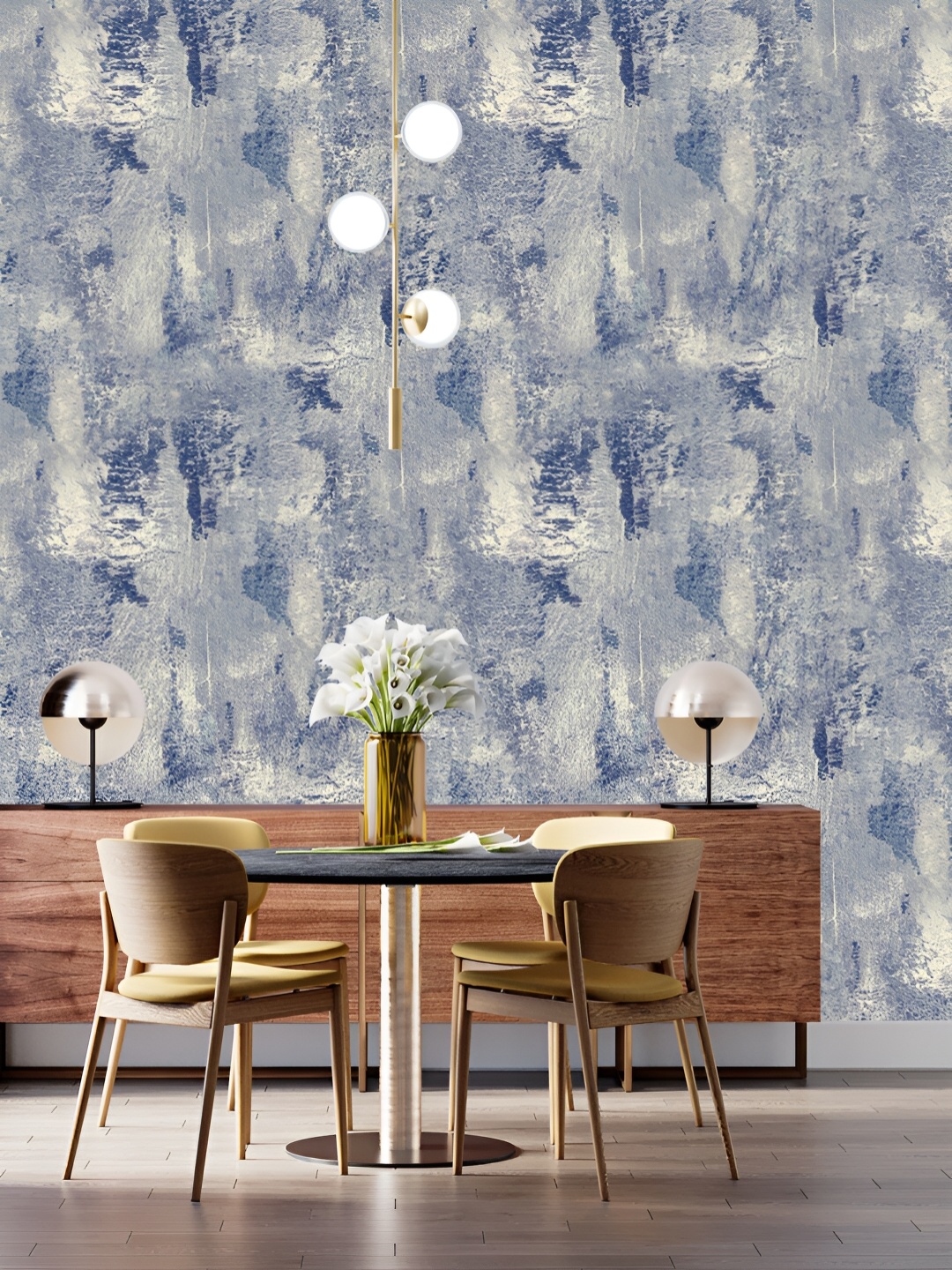 

DWELLSINDIA Grey & Blue Raw Surface Printed Self Adhesive Waterproof Laminated Wallpaper