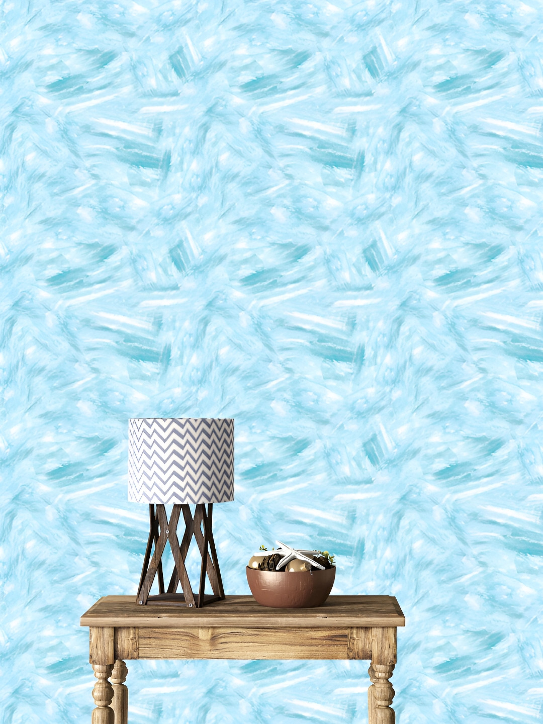 

DWELLSINDIA White & Blue Abstract Printed Self Adhesive Waterproof Laminated Wallpaper