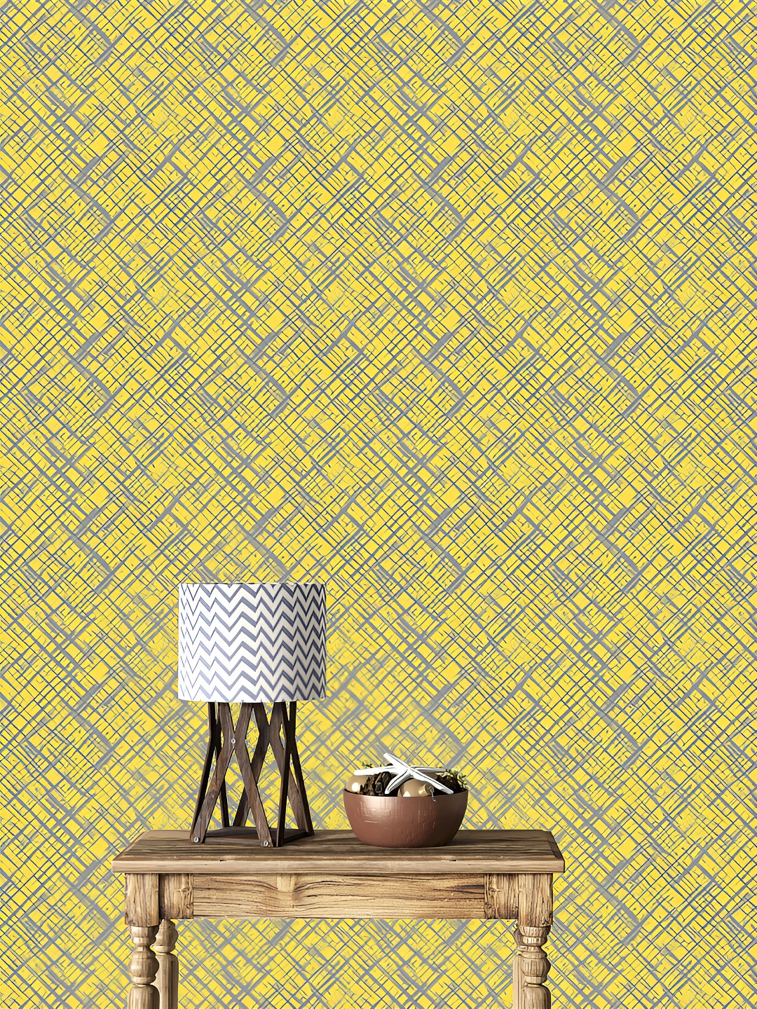 

DWELLSINDIA Yellow & Grey Rough Printed Self Adhesive Waterproof Laminated Wallpaper