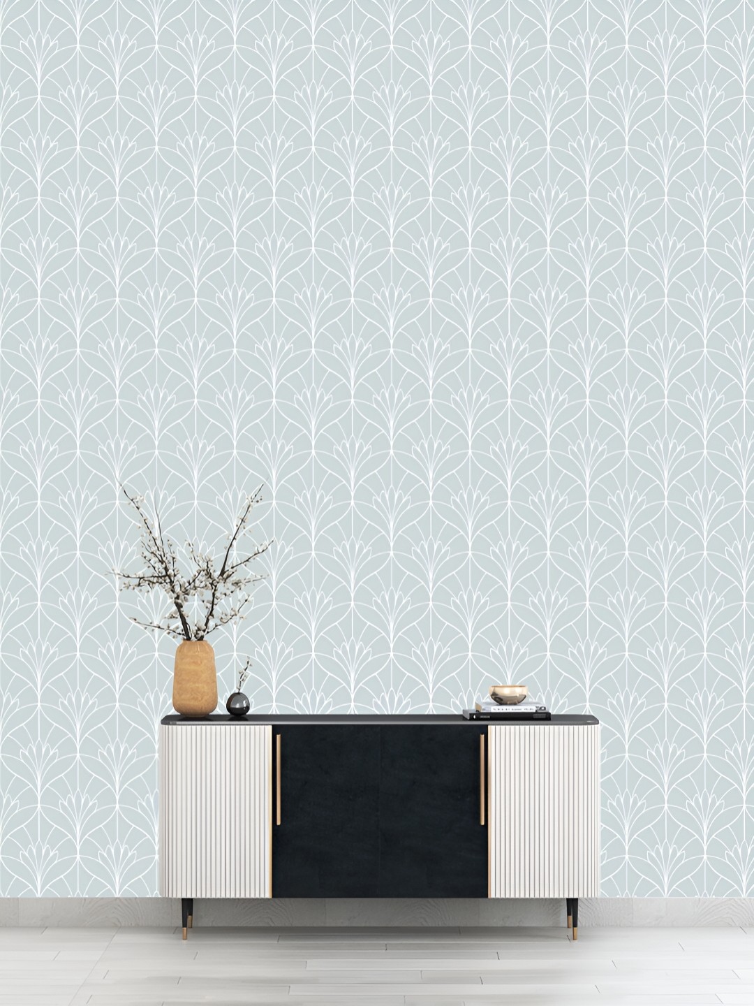 

DWELLSINDIA Blue Line Printed Self Adhesive Wallpaper