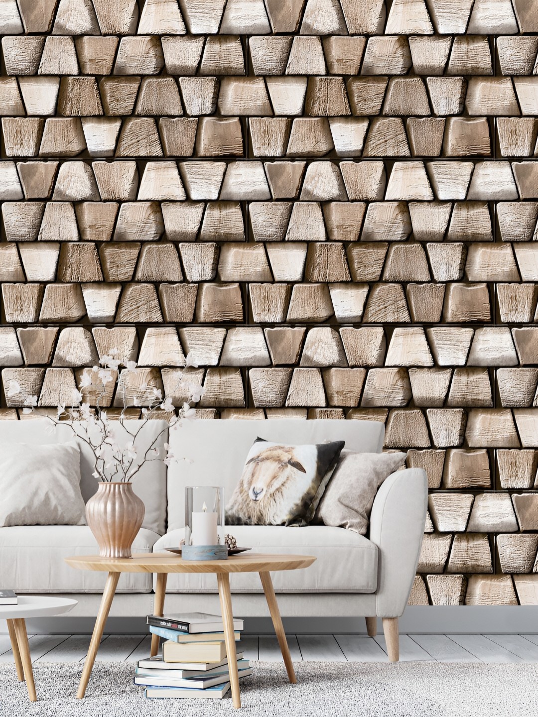 

DWELLSINDIA Beige & Brown Brick Stone Pattern Self Adhesive Waterproof Removable Wallpaper