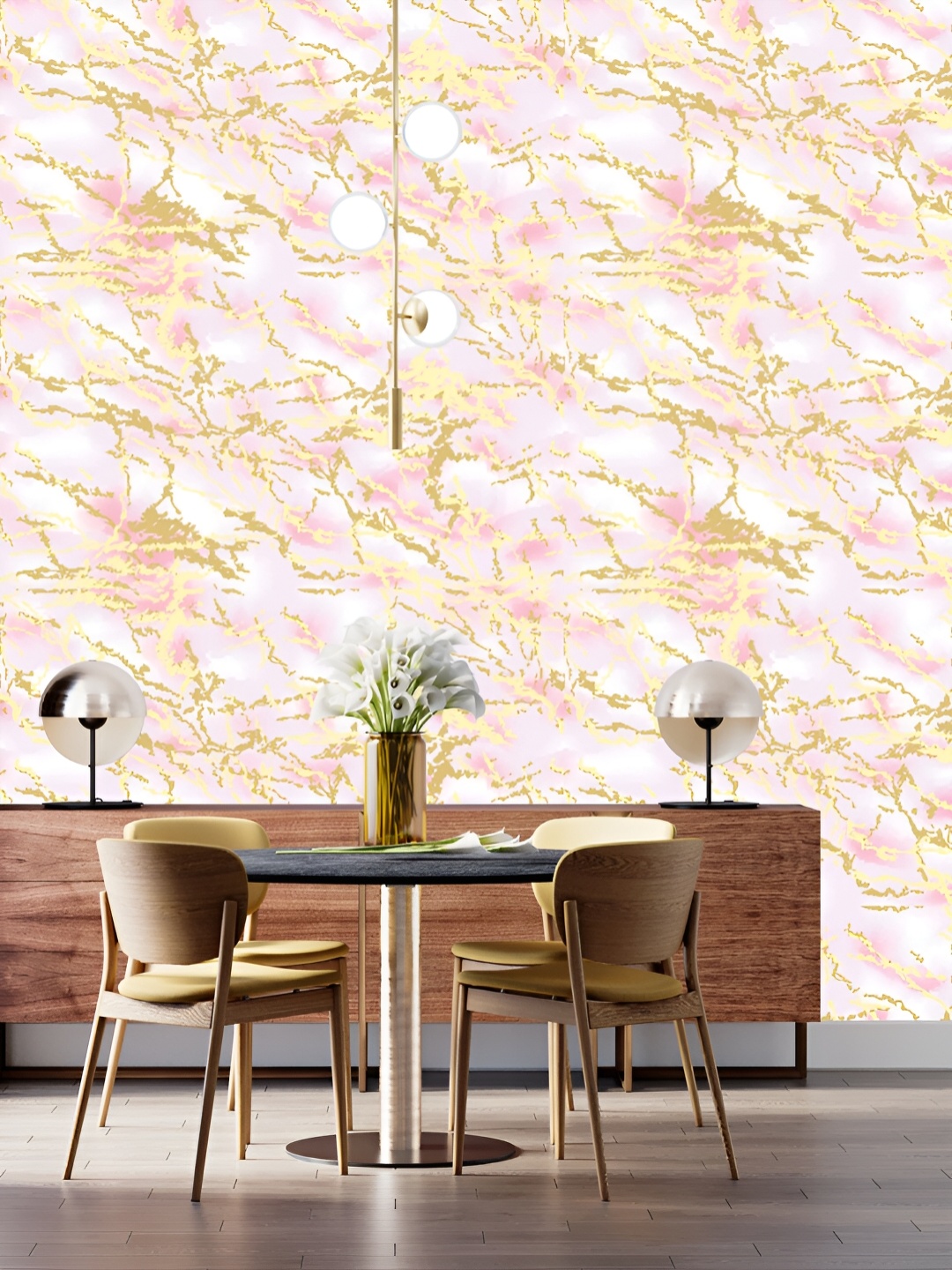 

DWELLSINDIA Beige & Pink Marble Pattern Self Adhesive Waterproof Removable Wallpaper