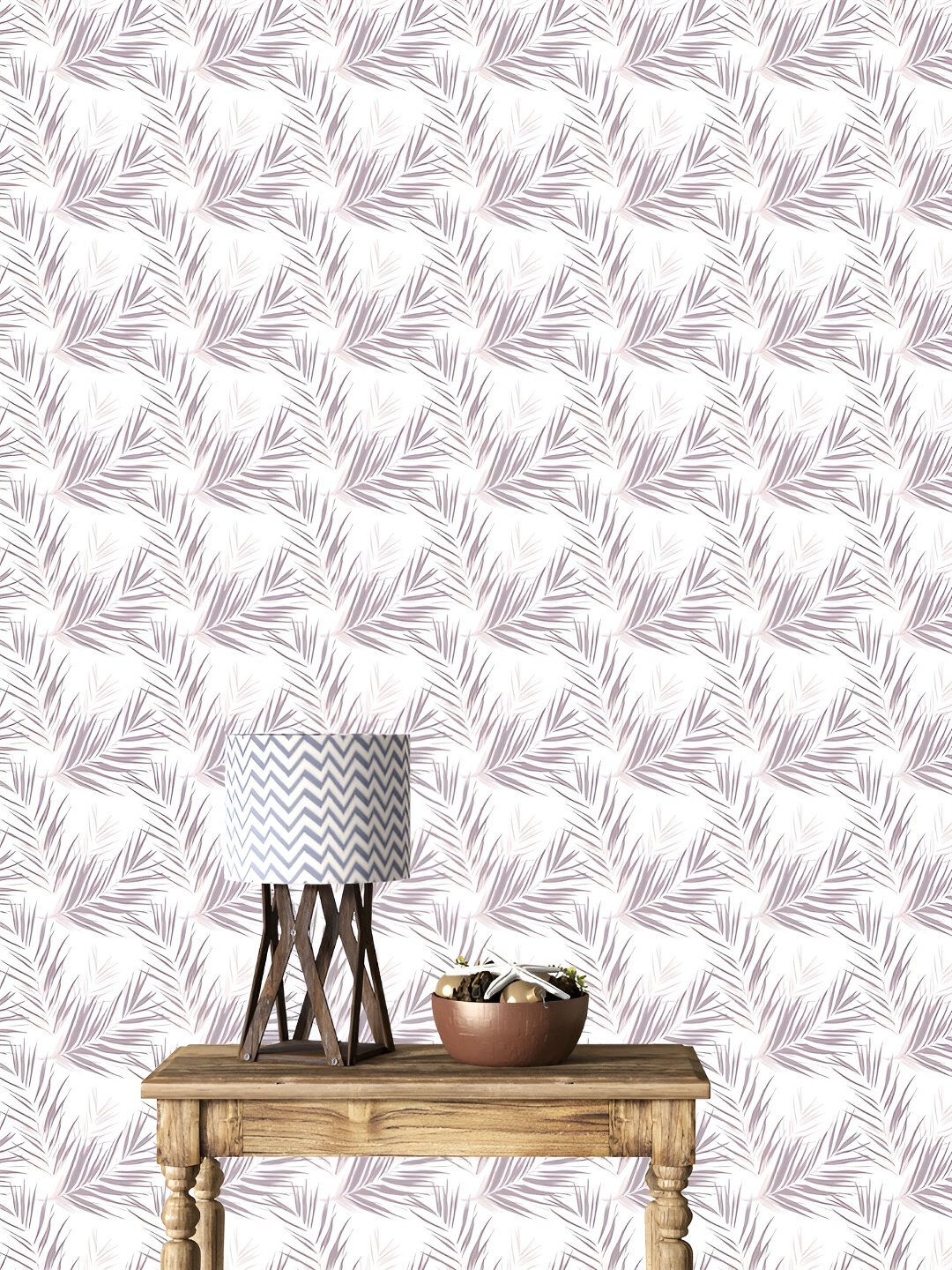 

DWELLSINDIA White & Lavender Coloured Leaf Printed Self Adhesive Wallpaper