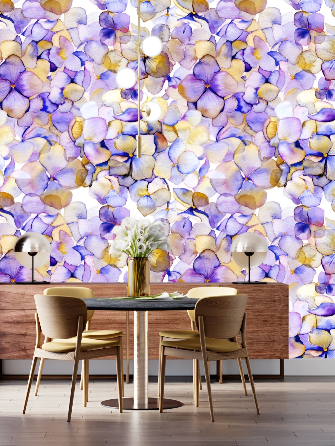 

DWELLSINDIA White & Purple Flower-Printed Self-Adhesive Waterproof Laminated Wallpaper
