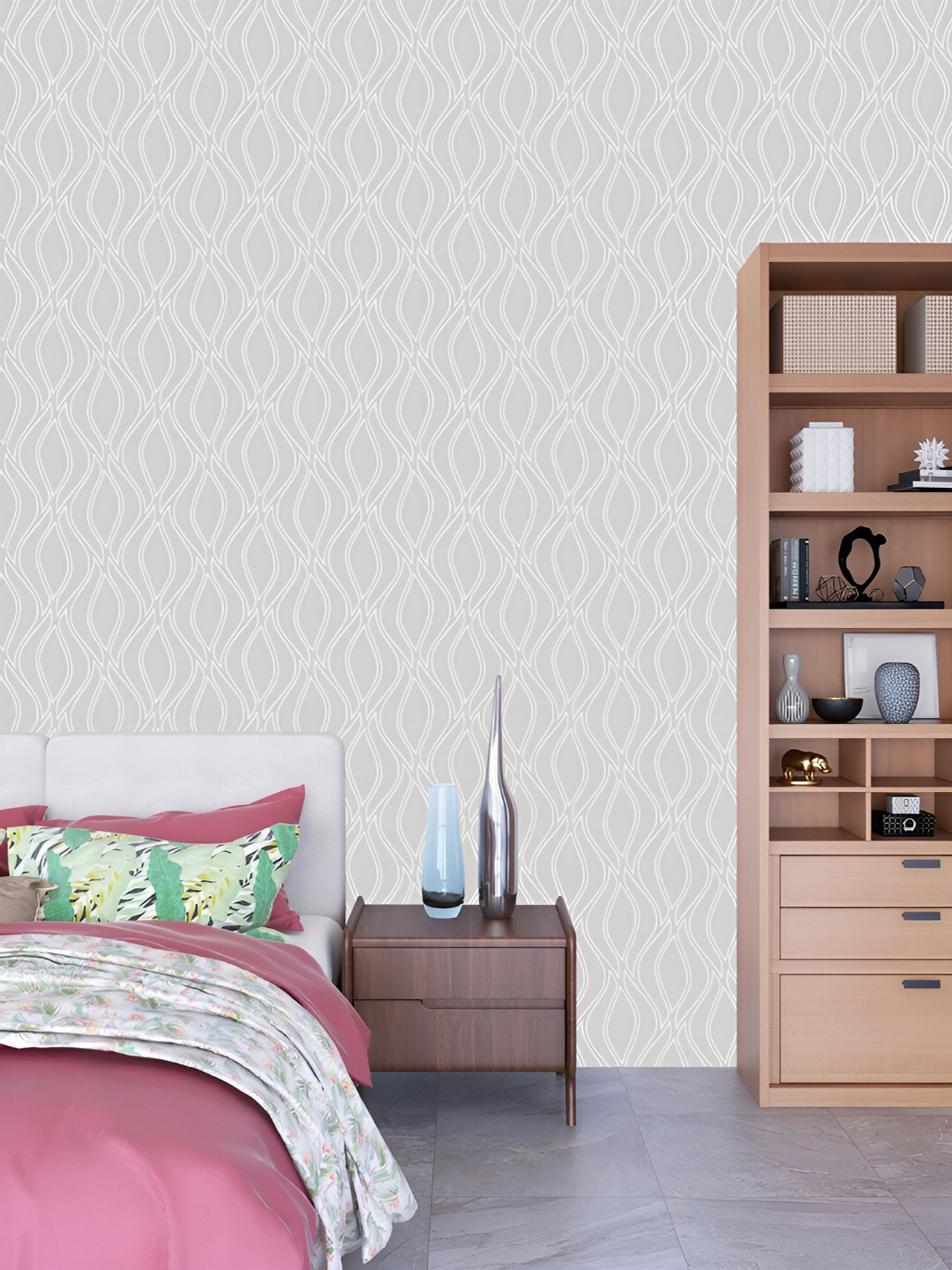 

DWELLSINDIA Grey & White Moroccan Printed Self Adhesive Wallpaper