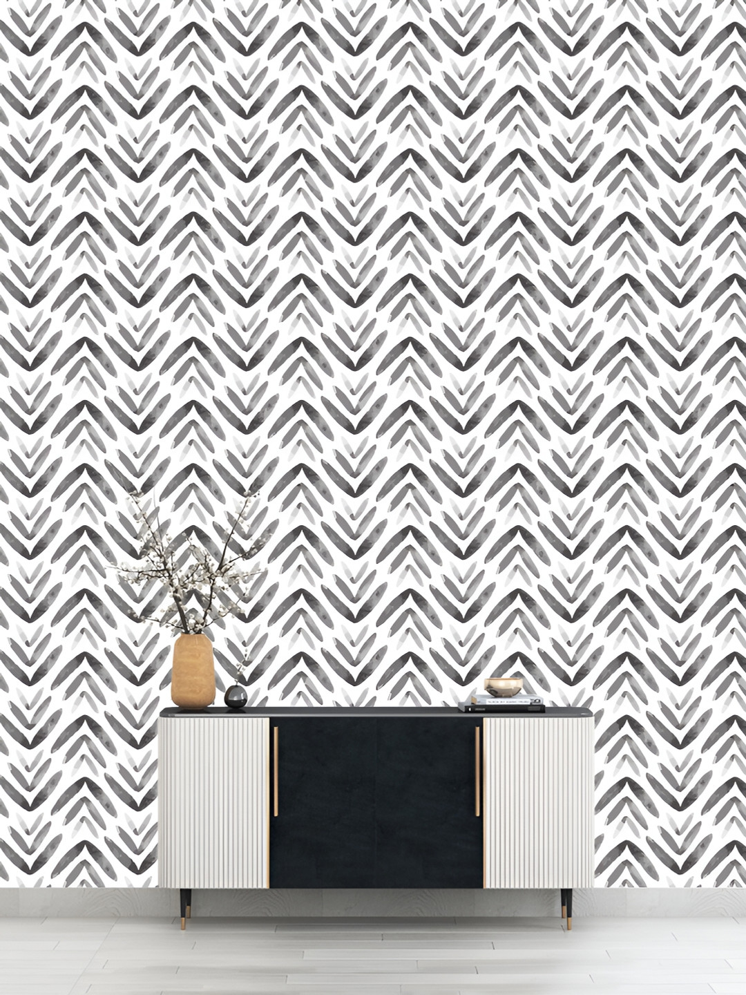 

DWELLSINDIA Black & Grey Leaf Pattern Self Adhesive Waterproof Removable Wallpaper