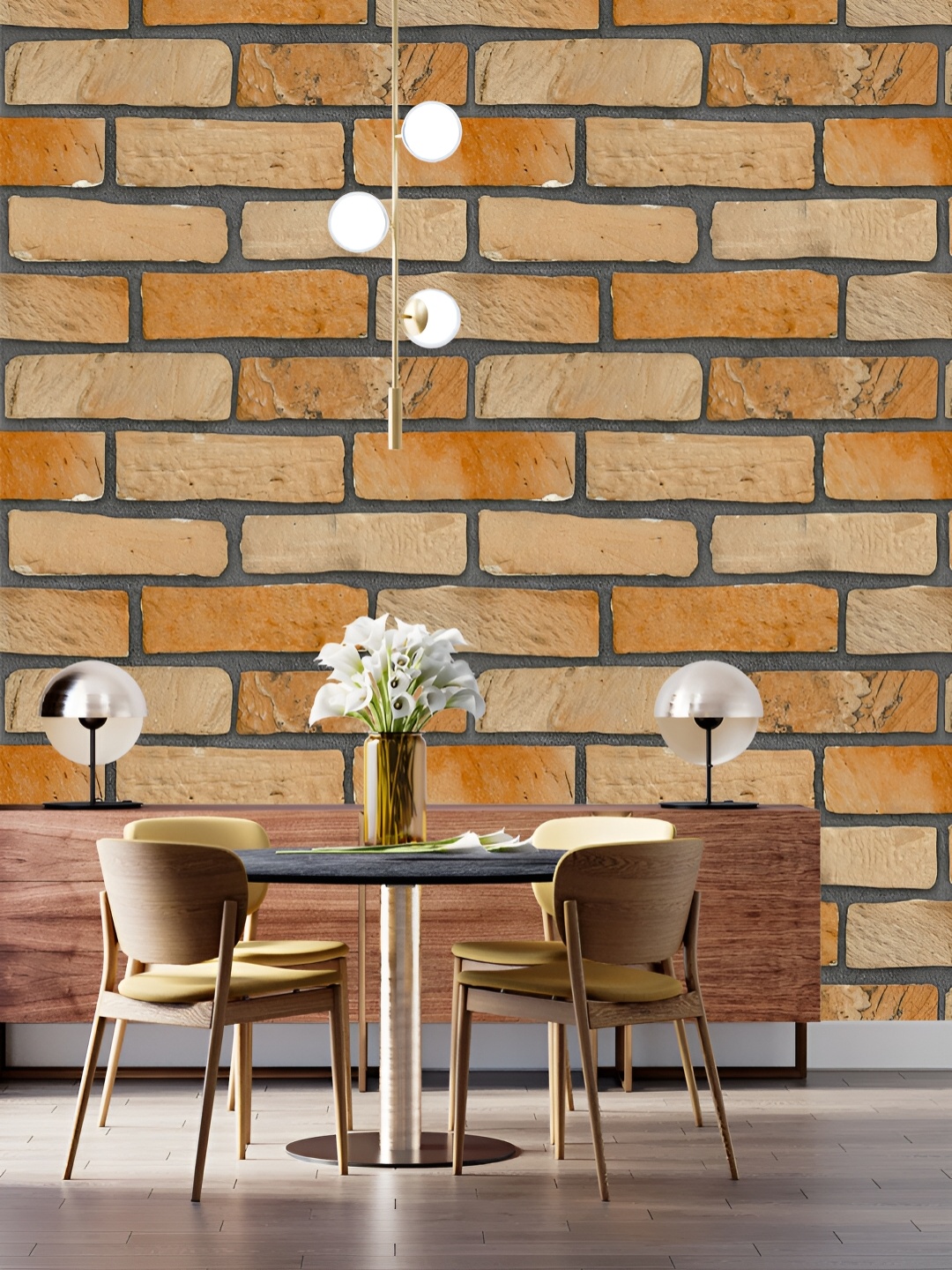 

DWELLSINDIA Beige & Rust Bricks Pattern Self Adhesive Waterproof Removable Wallpaper