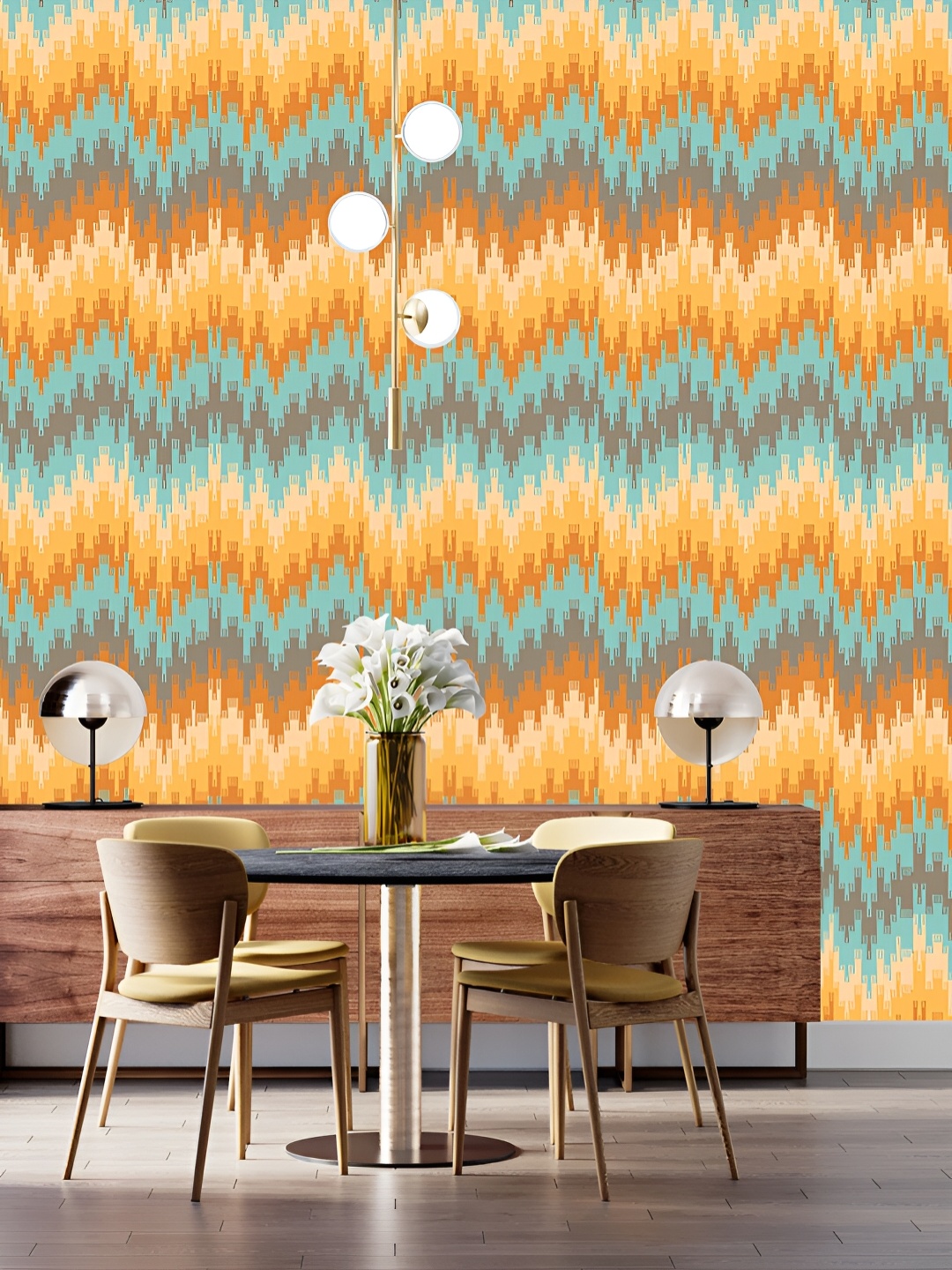 

DWELLSINDIA Yellow & Blue Printed Self-Adhesive Waterproof Laminated Wallpaper